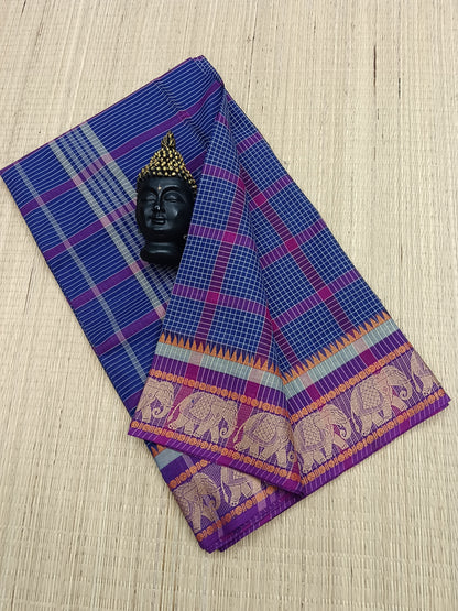 Kandangi Checks -Royal Blue With Mejantha  - 13