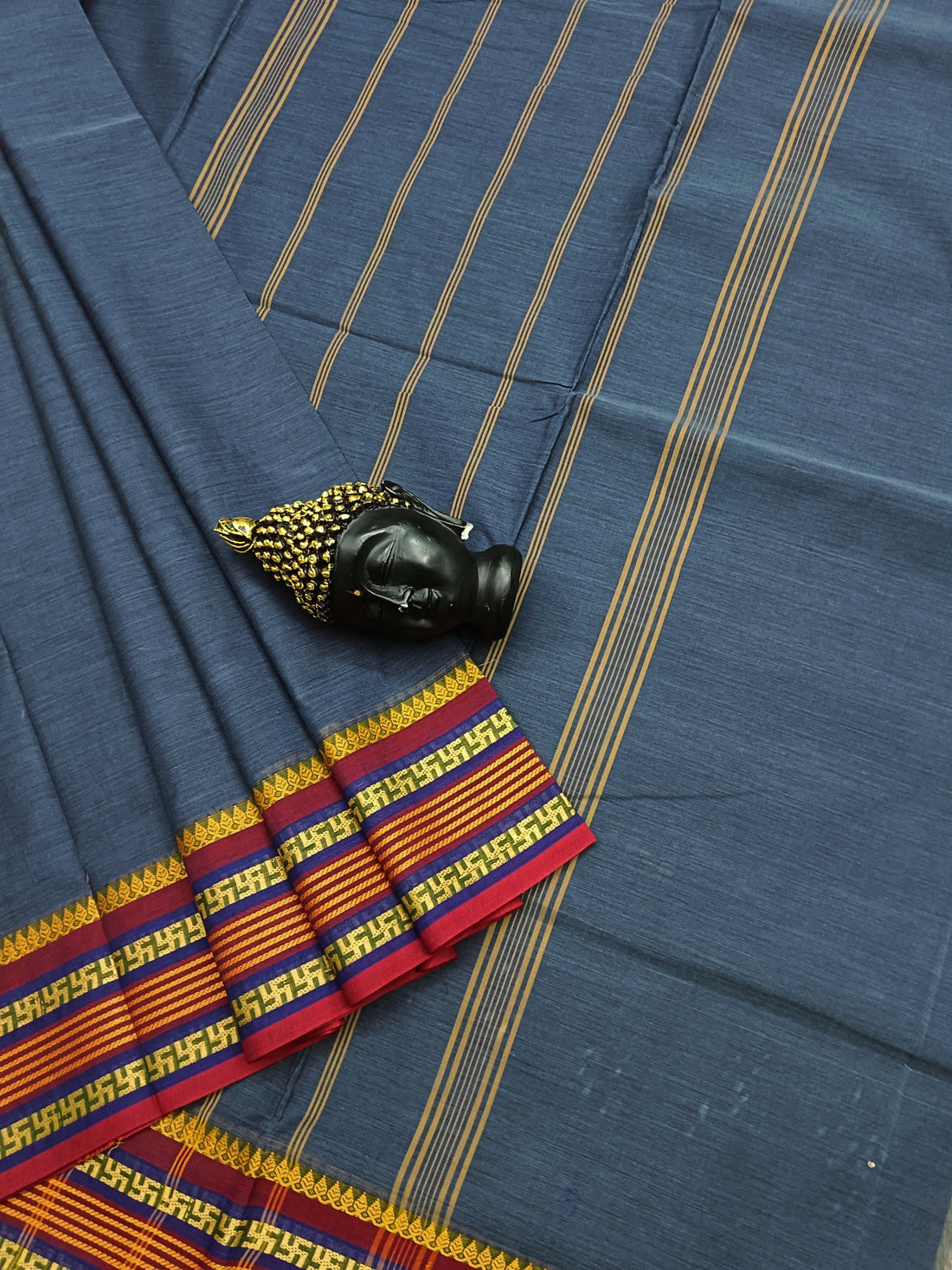 Chettinad Cotton -Daily wear -Dark steel Blue Grey-CDW18