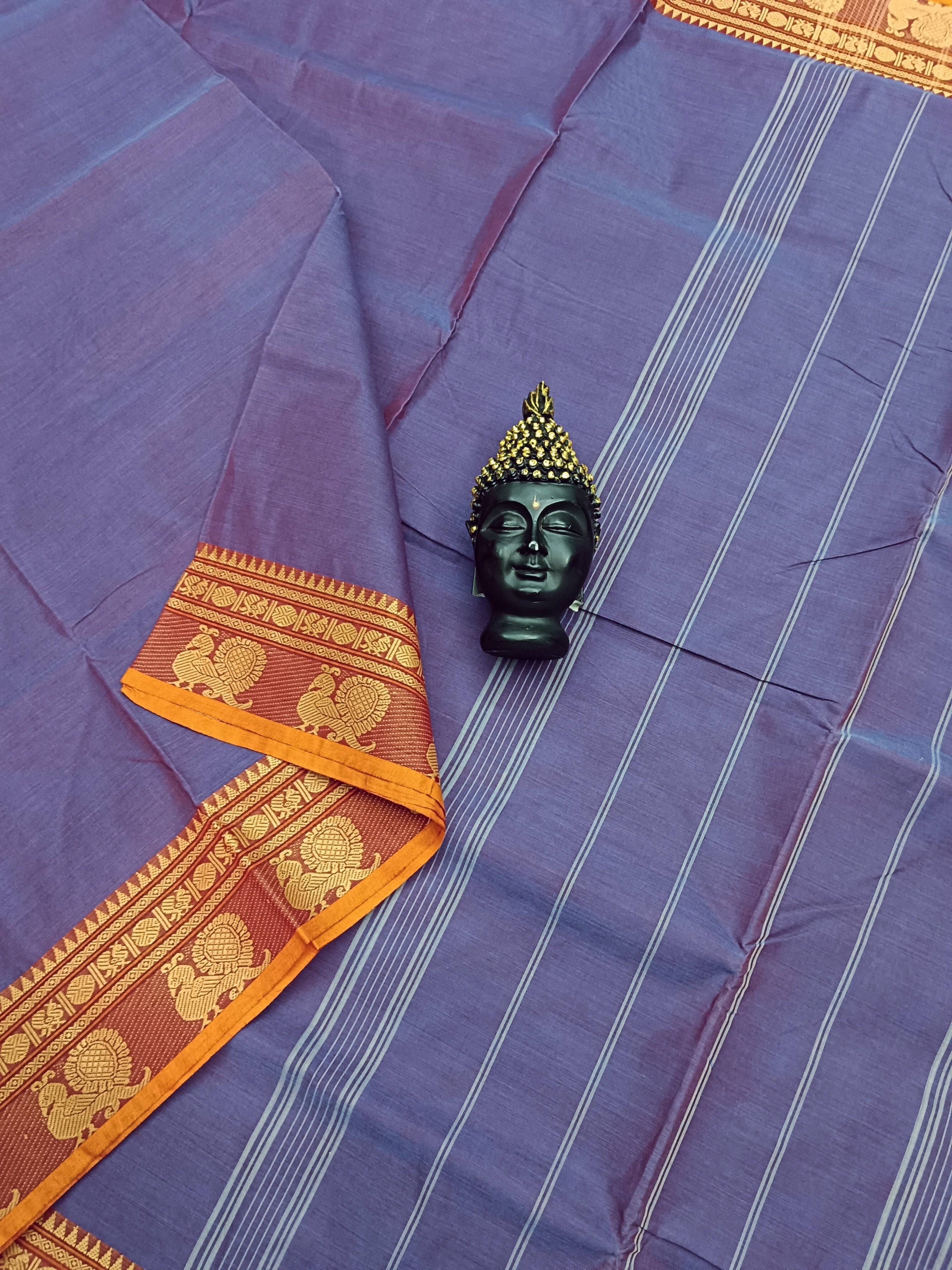 Chettinad Cotton - Daily Wear -Dark slate Blue Dual tone- CDW16