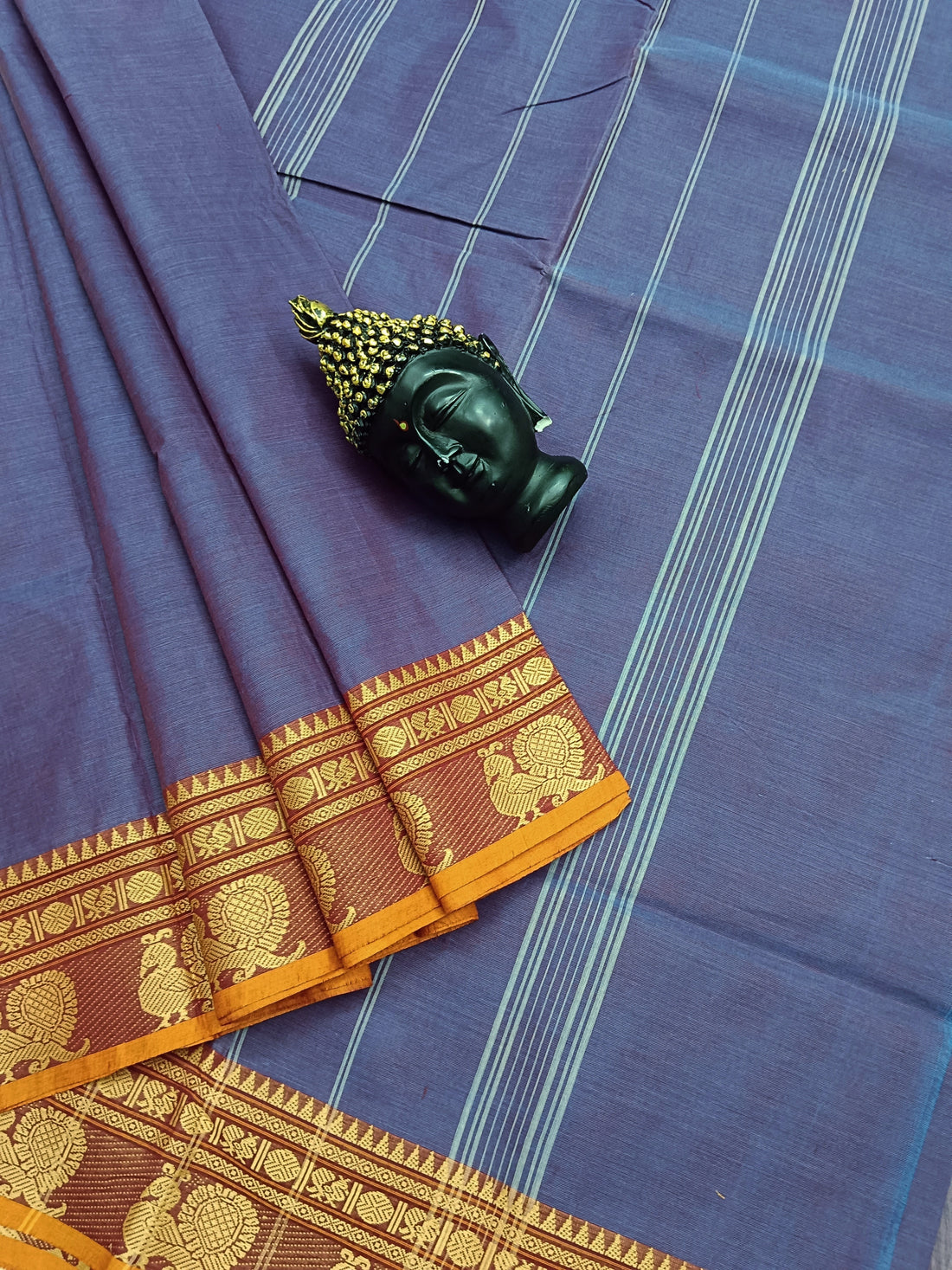 Chettinad Cotton - Daily Wear -Dark slate Blue Dual tone- CDW16