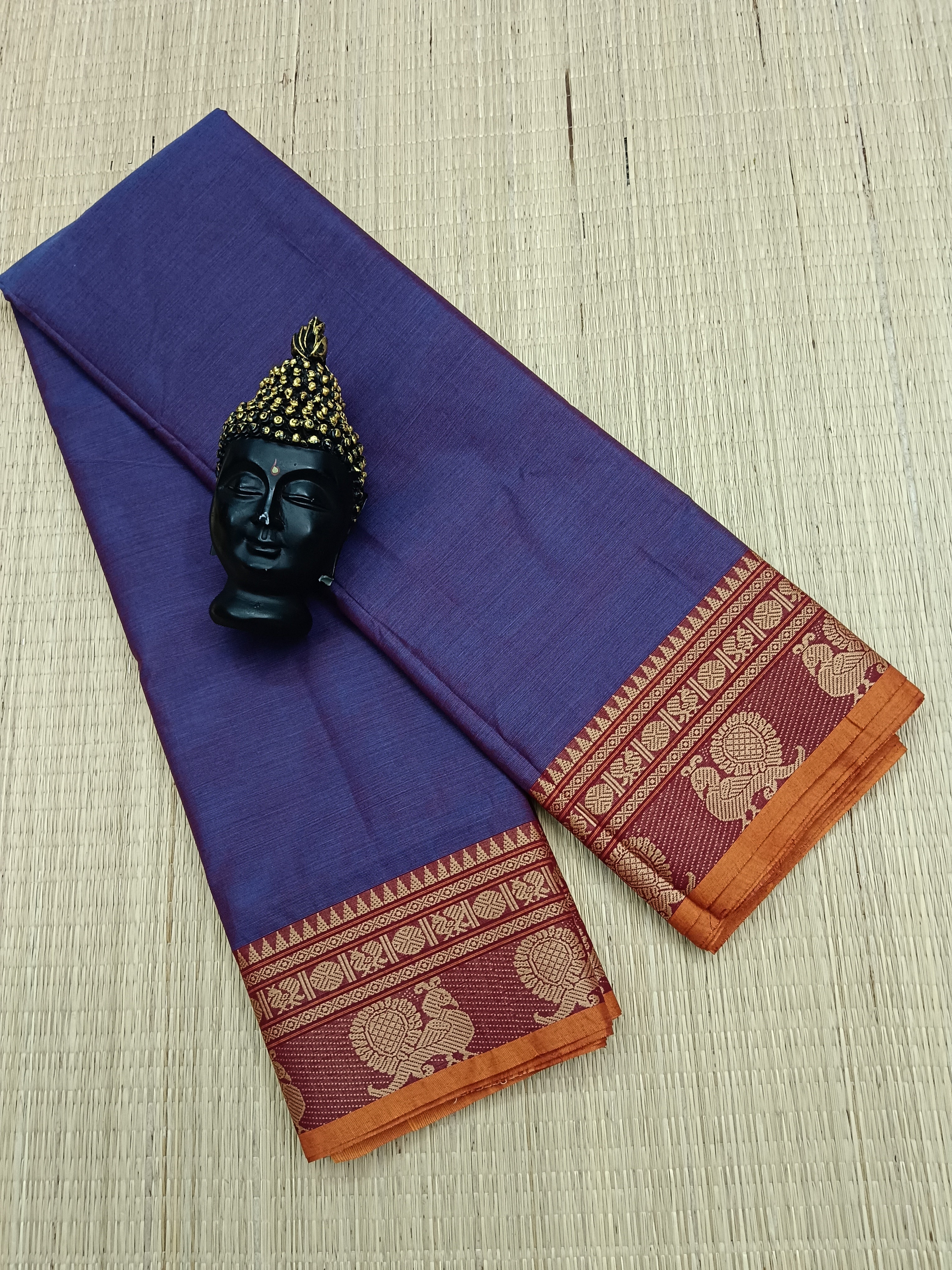 Chettinad Cotton - Daily Wear -Dark slate Blue Dual tone- CDW16