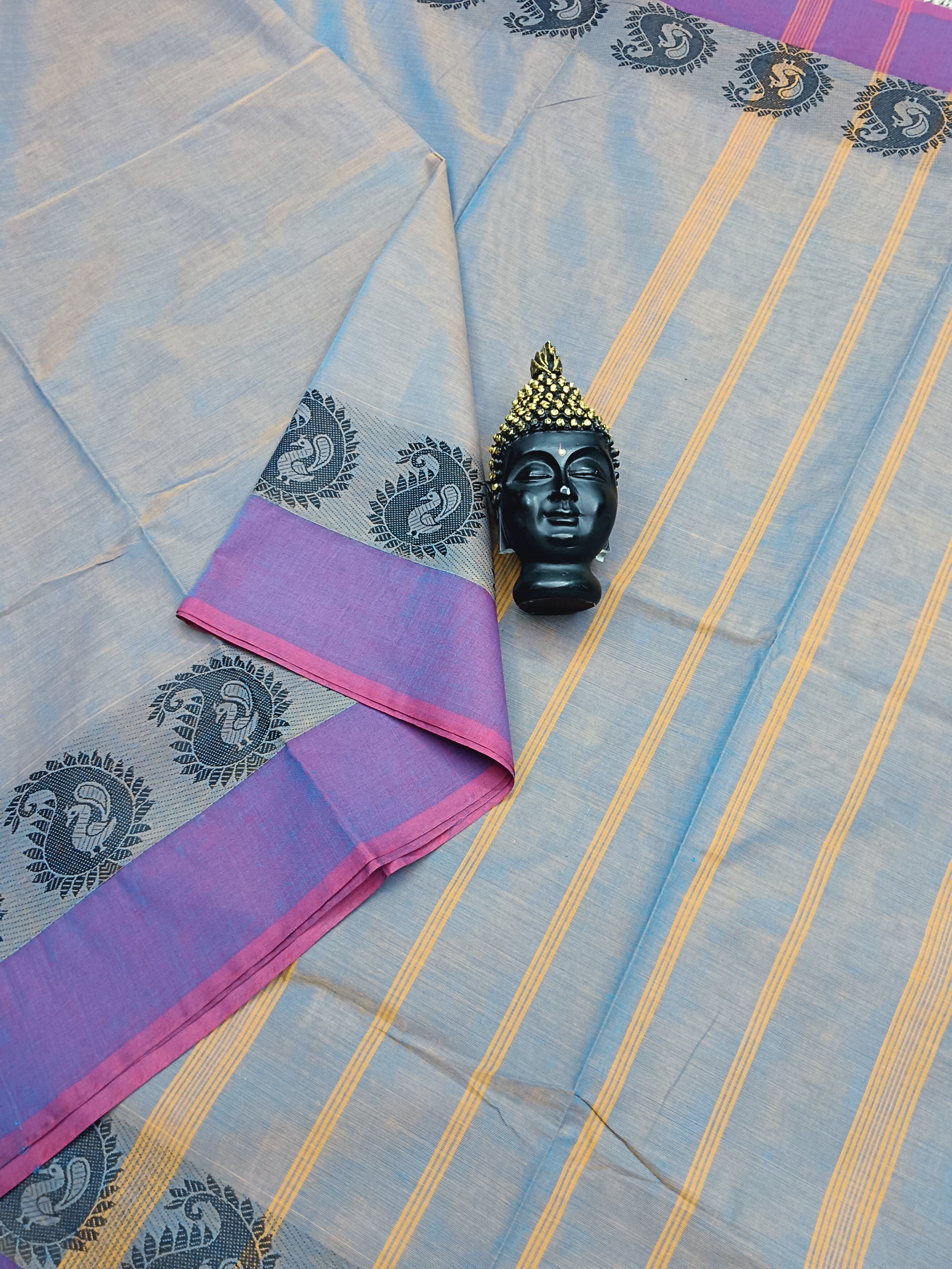 Chettinad Cotton - Daily Wear -Light Steel Blue Dual Tone - CDW14