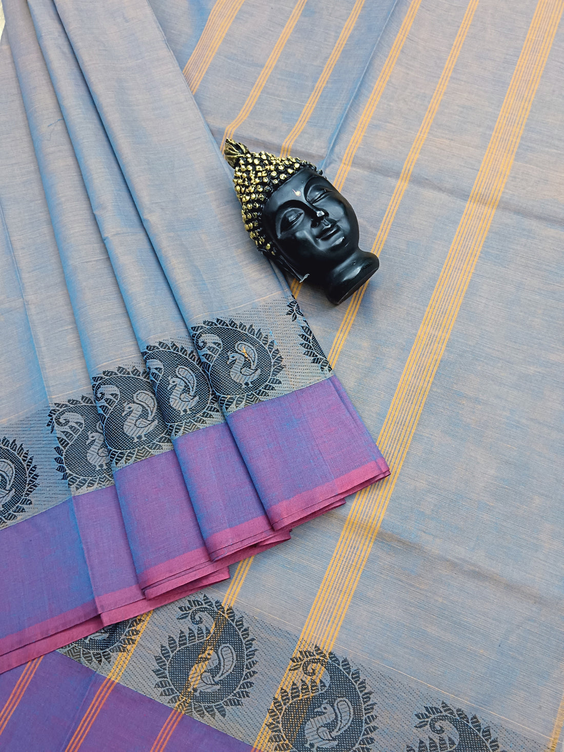 Chettinad Cotton - Daily Wear -Light Steel Blue Dual Tone - CDW14