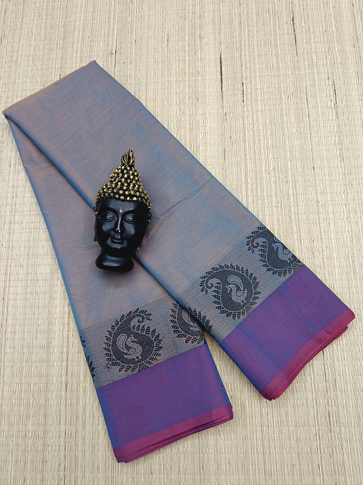 Chettinad Cotton - Daily Wear -Light Steel Blue Dual Tone - CDW14