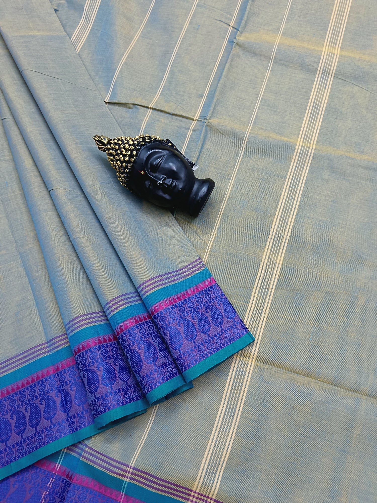 Chettinad Cotton - Daily Wear -Pale Turquoise  Dual Tone - CDW11