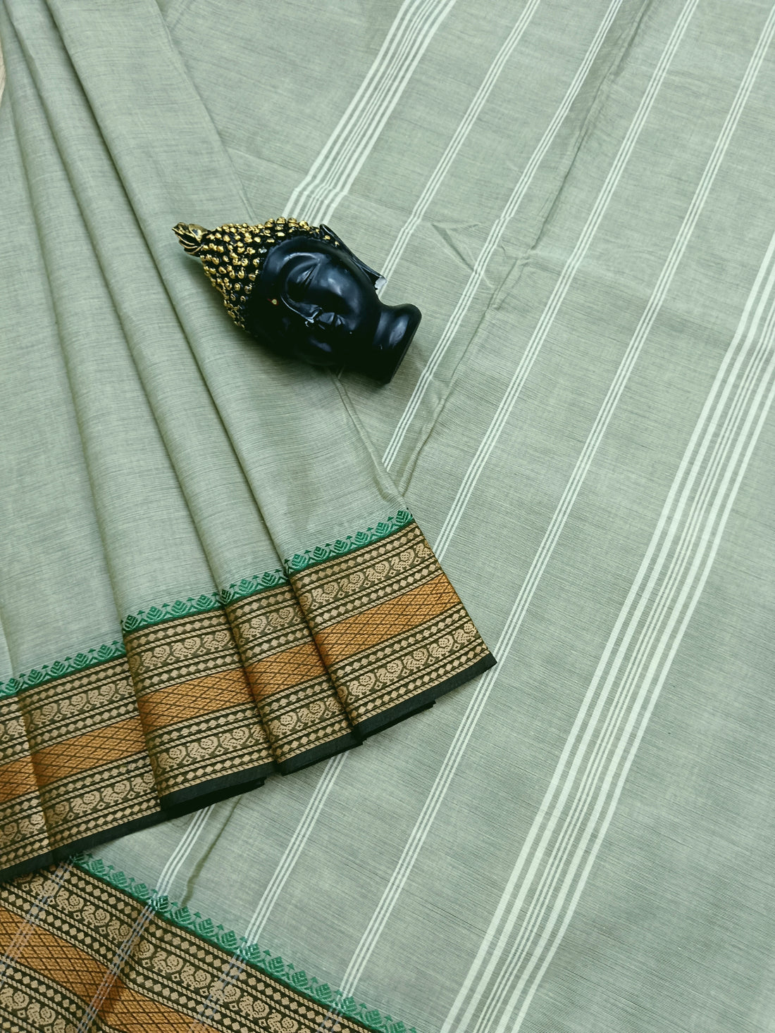 Chettinad Cotton - Daily Wear Saree - Kelly green -CDW05