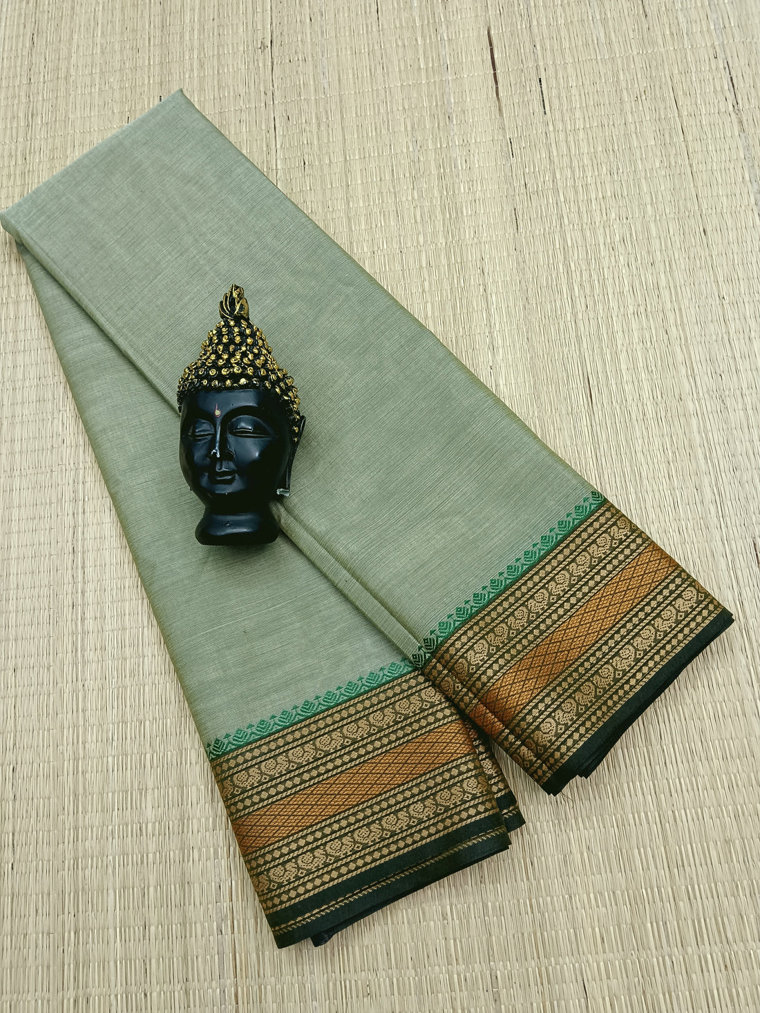 Chettinad Cotton - Daily Wear Saree - Kelly green -CDW05