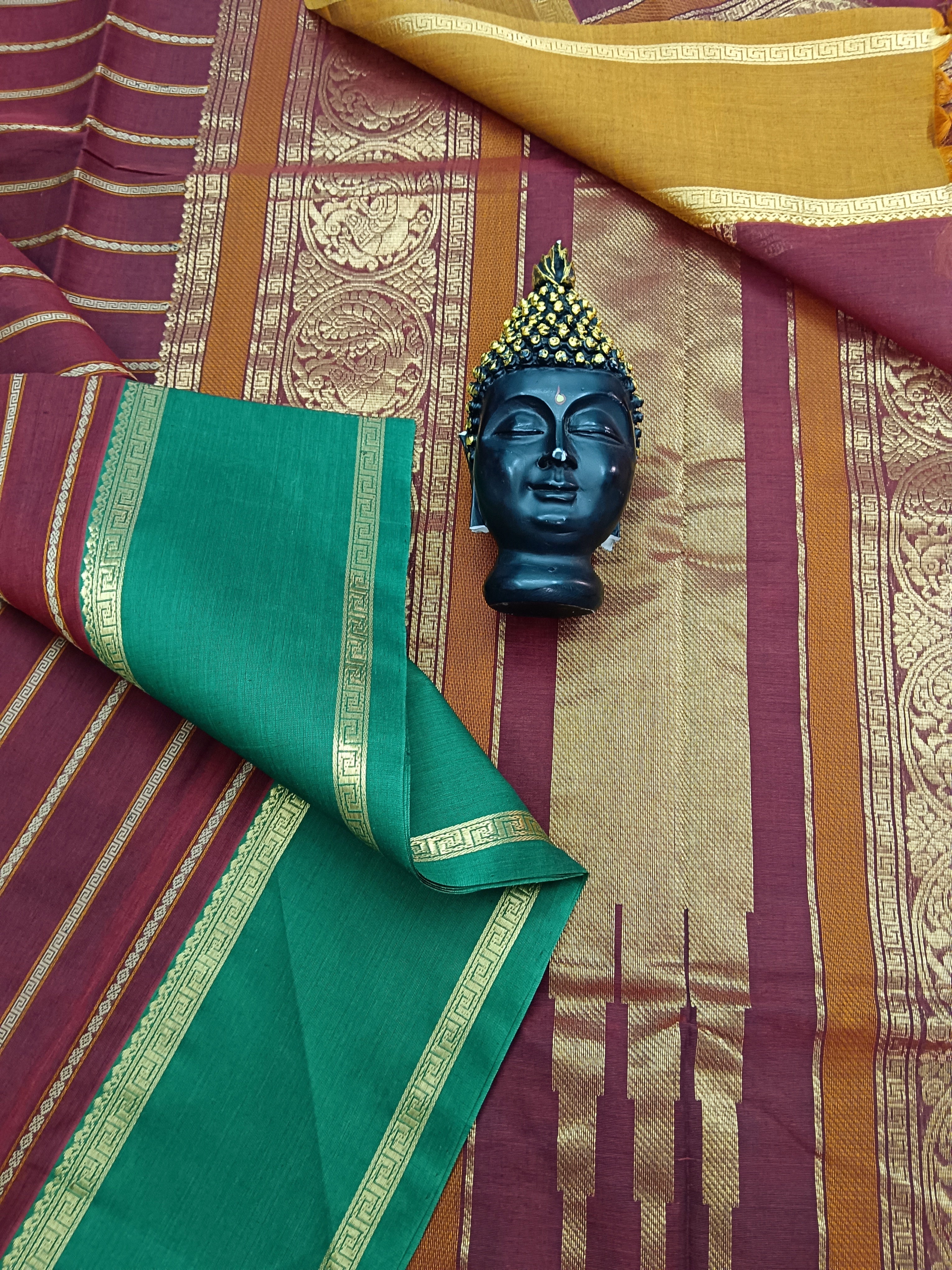 Heritage Handwoven cotton -Veldhari-Dark Maroon -26