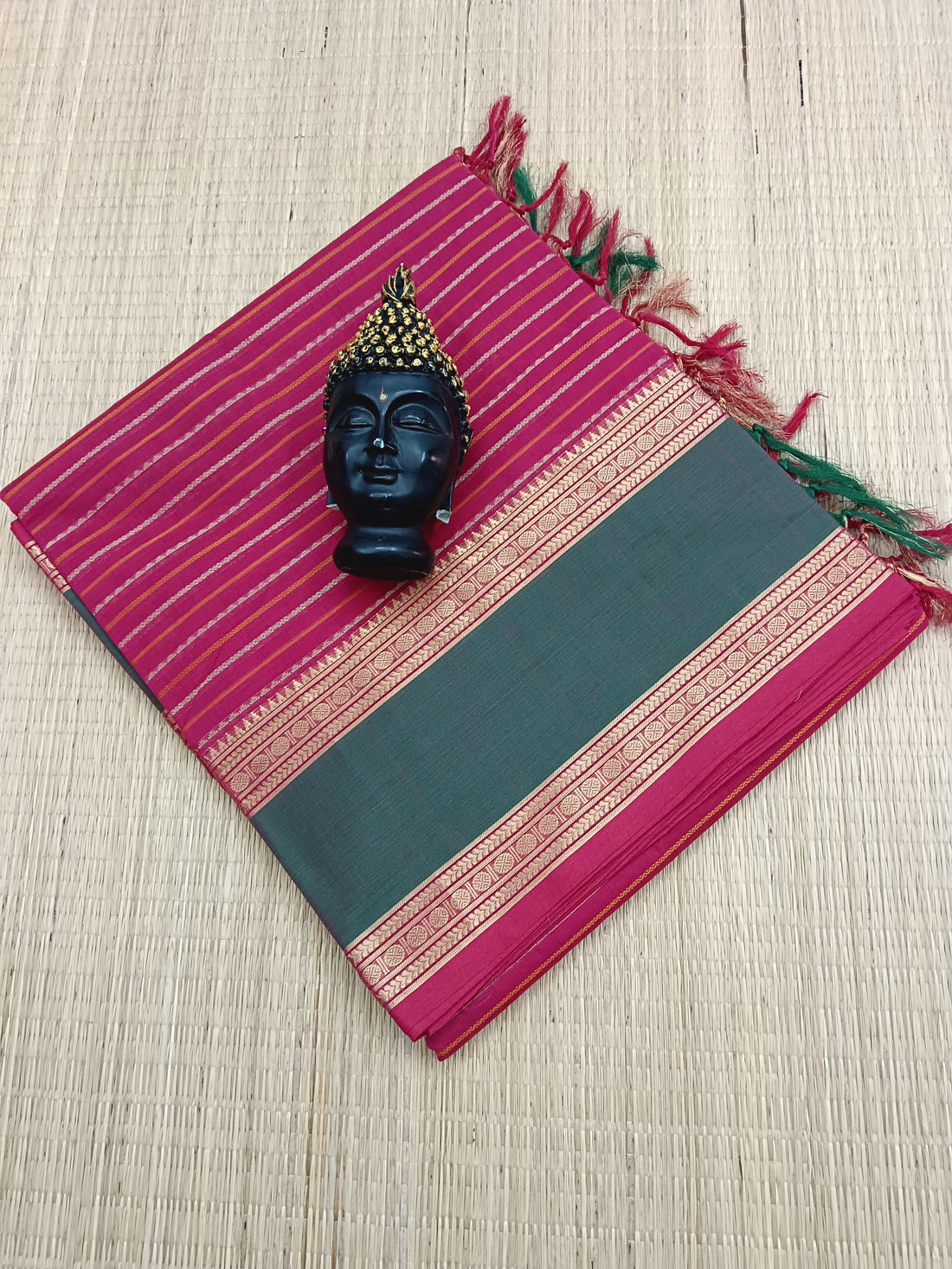 Heritage Handwoven cotton -Veldhari- Redish Pink -15