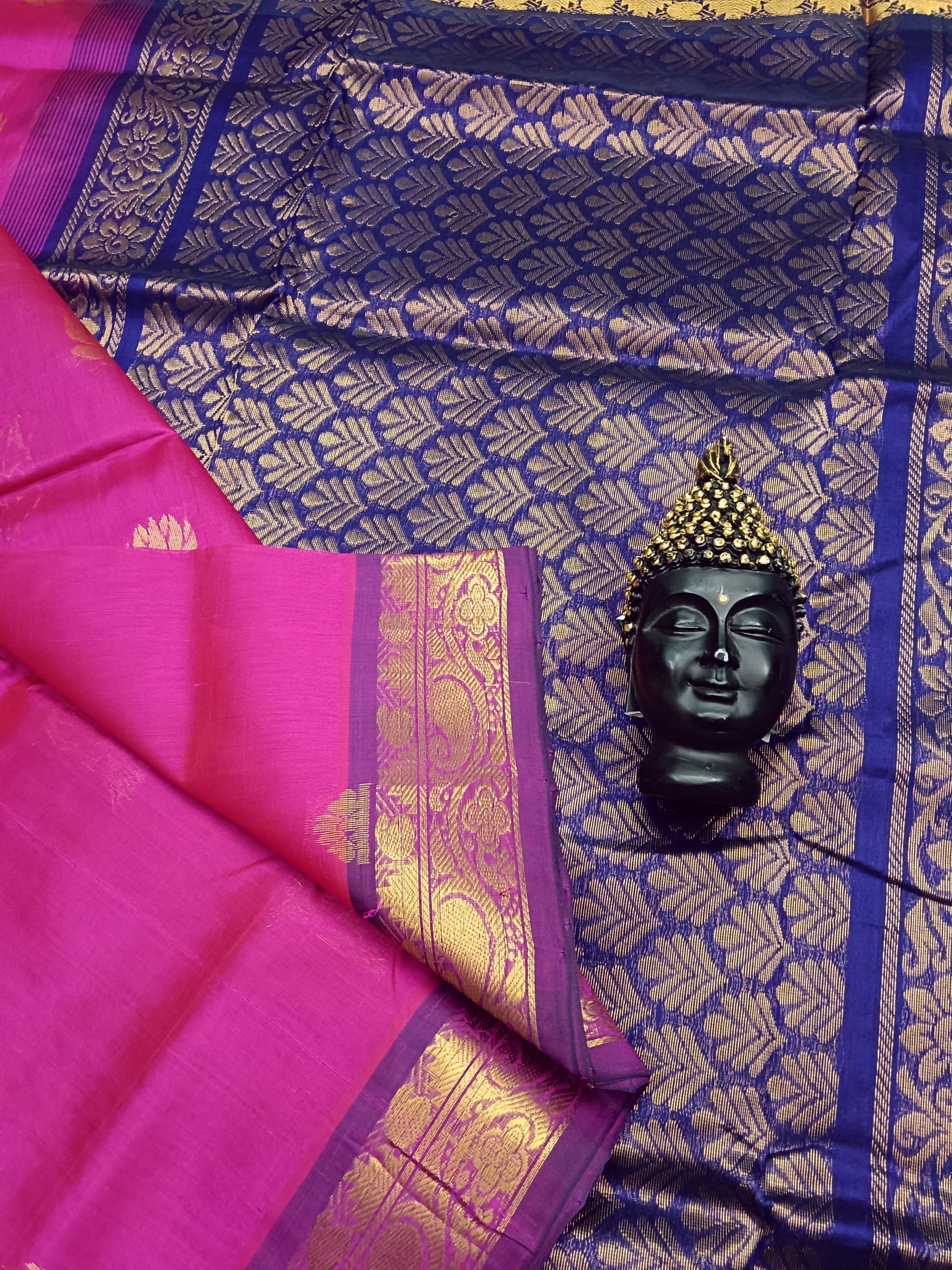 Handloom Kanchi Silk Cotton -Butta-Pink - HSC16