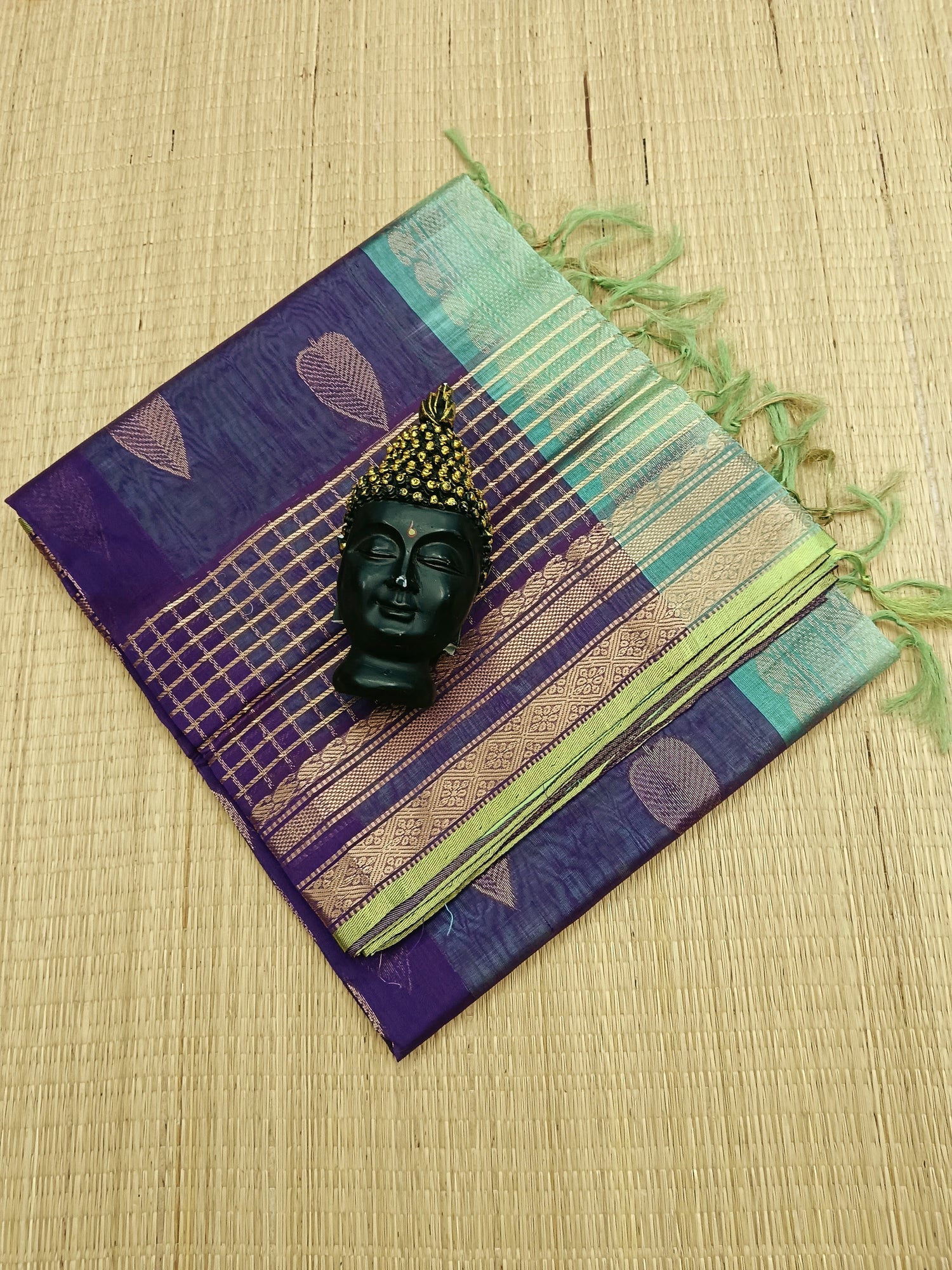 Handloom Kanchi  Silk Cotton -Butta - Violet -HSC25