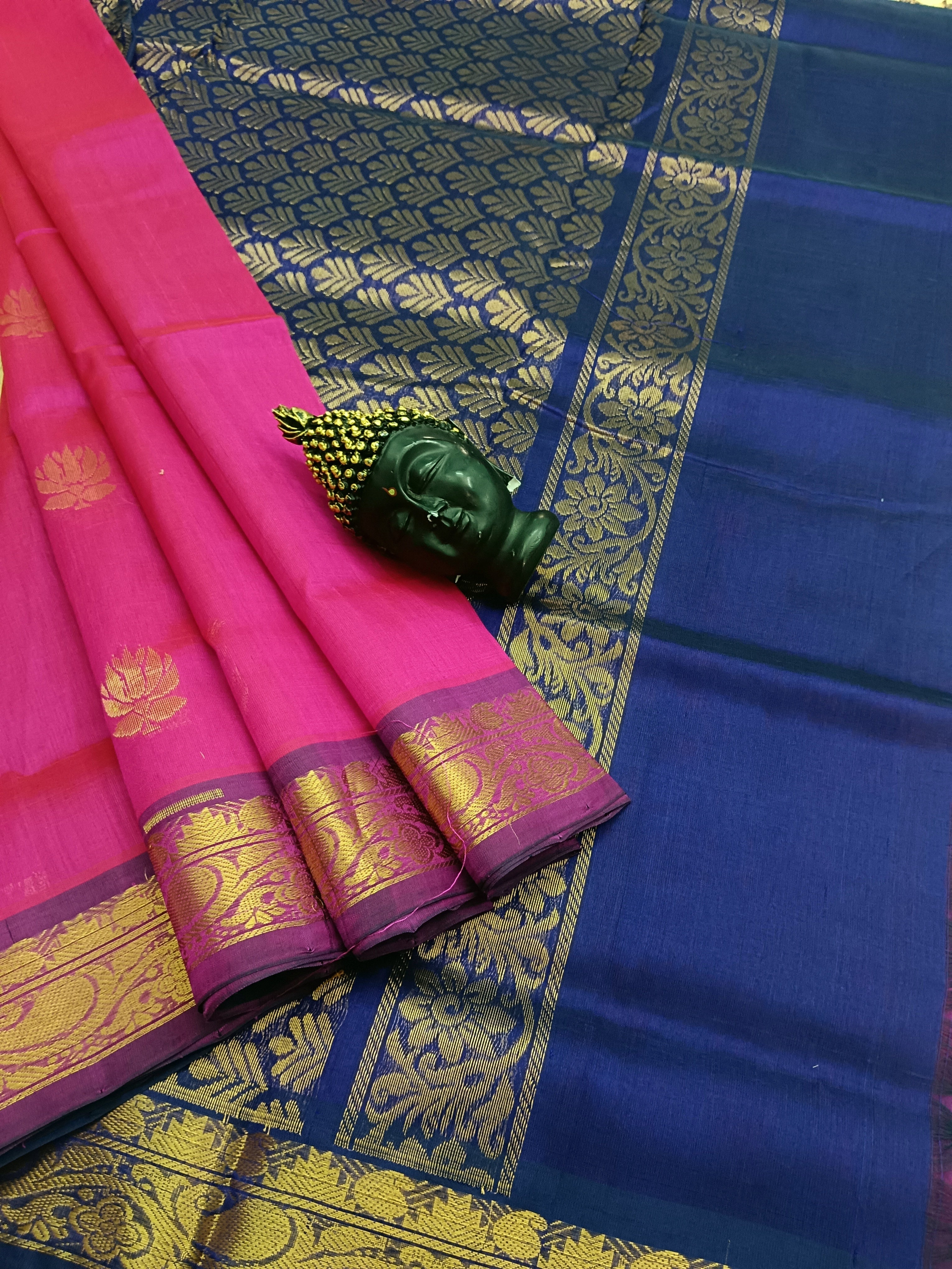 Handloom Kanchi Silk Cotton -Butta-Pink - HSC16