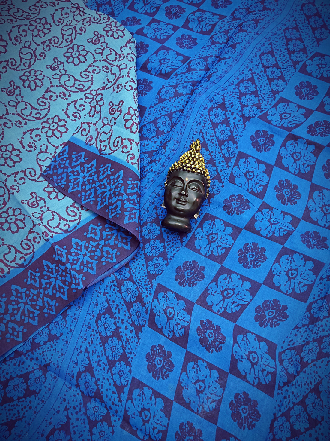 Madurai Sungudi Cotton - Beige Blue - 02