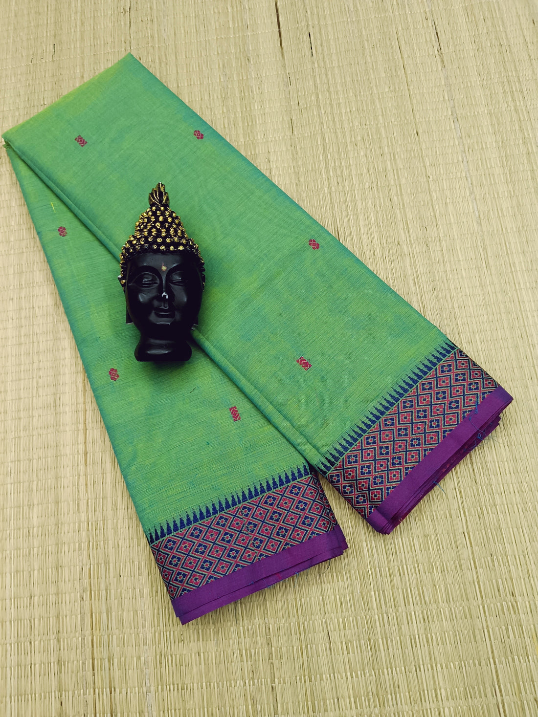 Chettinad Cotton -  Office Wear -Yellow Mixed Aqua Green Dual Tone- CCOW34