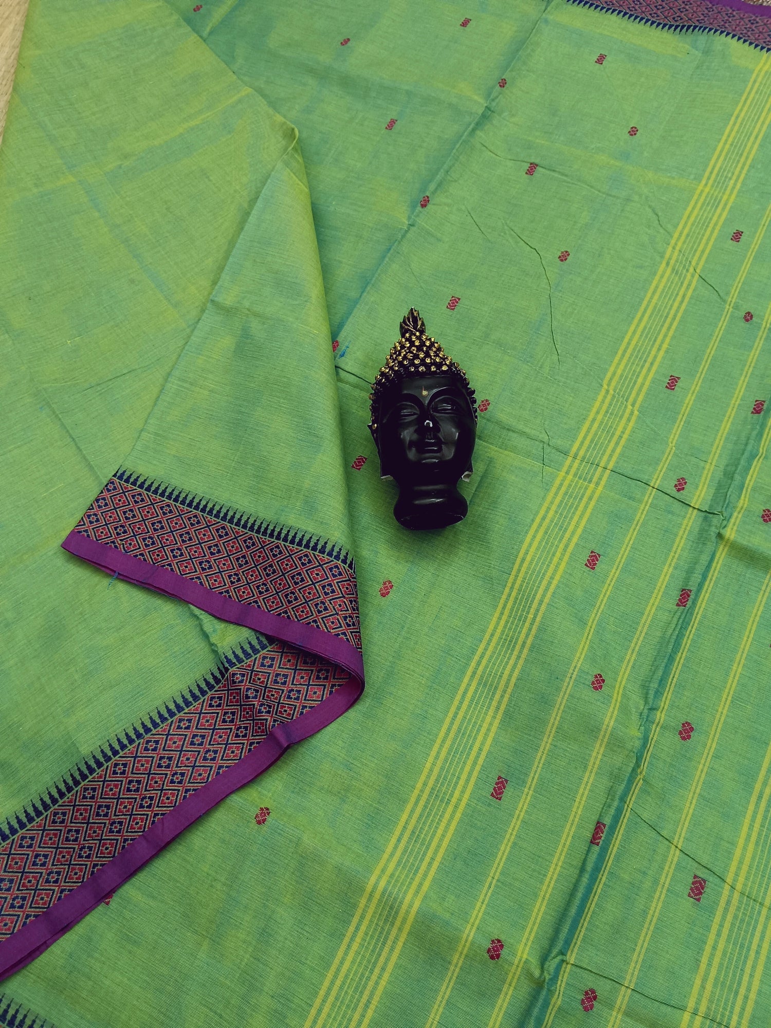 Chettinad Cotton -  Office Wear -Yellow Mixed Aqua Green Dual Tone- CCOW34