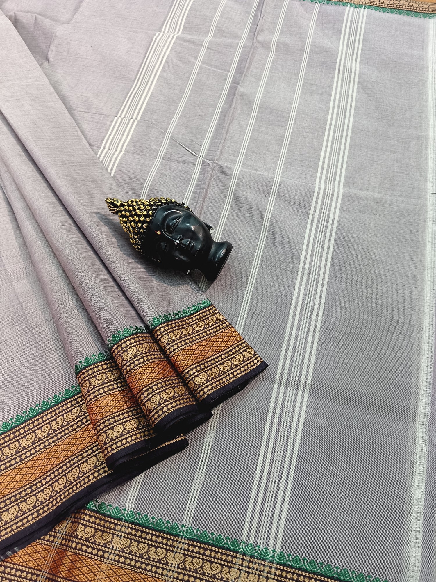 Chettinad Cotton -Daily Wear - Off Maroon Pastel Grey-CDW26