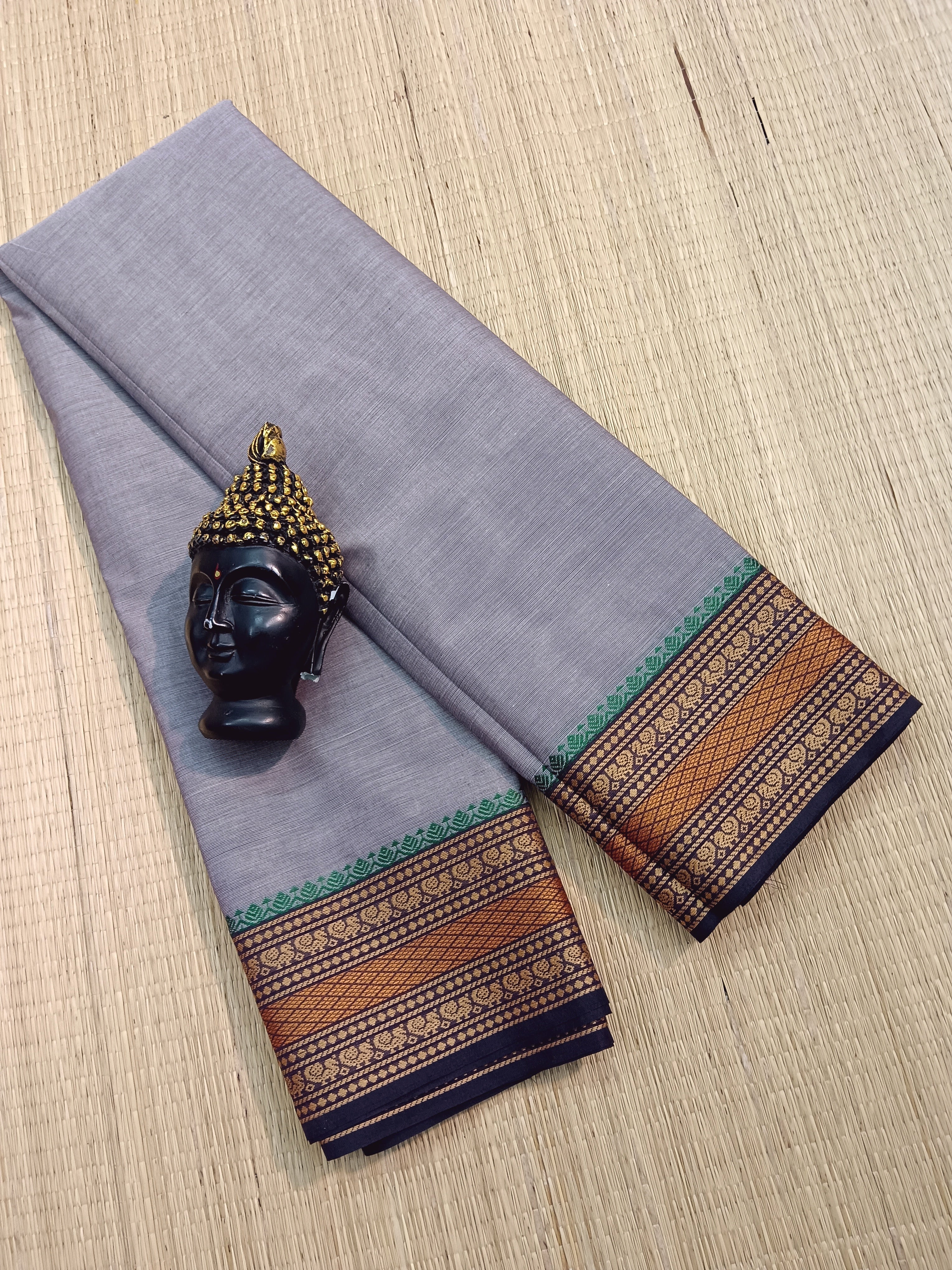 Chettinad Cotton -Daily Wear - Off Maroon Pastel Grey-CDW26