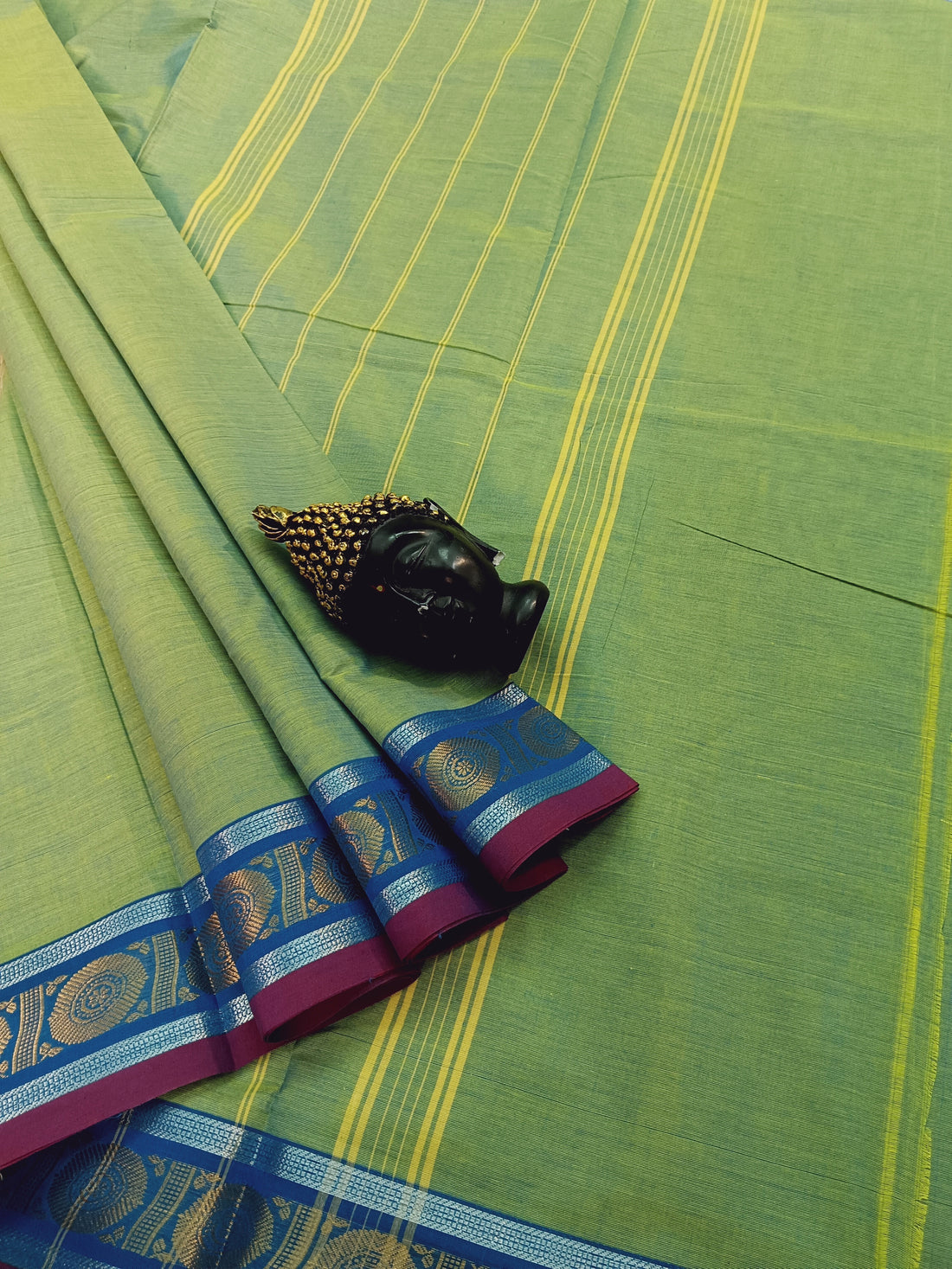 Chettinad Cotton -Daily Wear - Apple green short Aqua Ye1low-CDW30