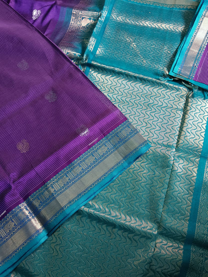 Handloom Kanchi Silk Cotton - Violet -HSC01