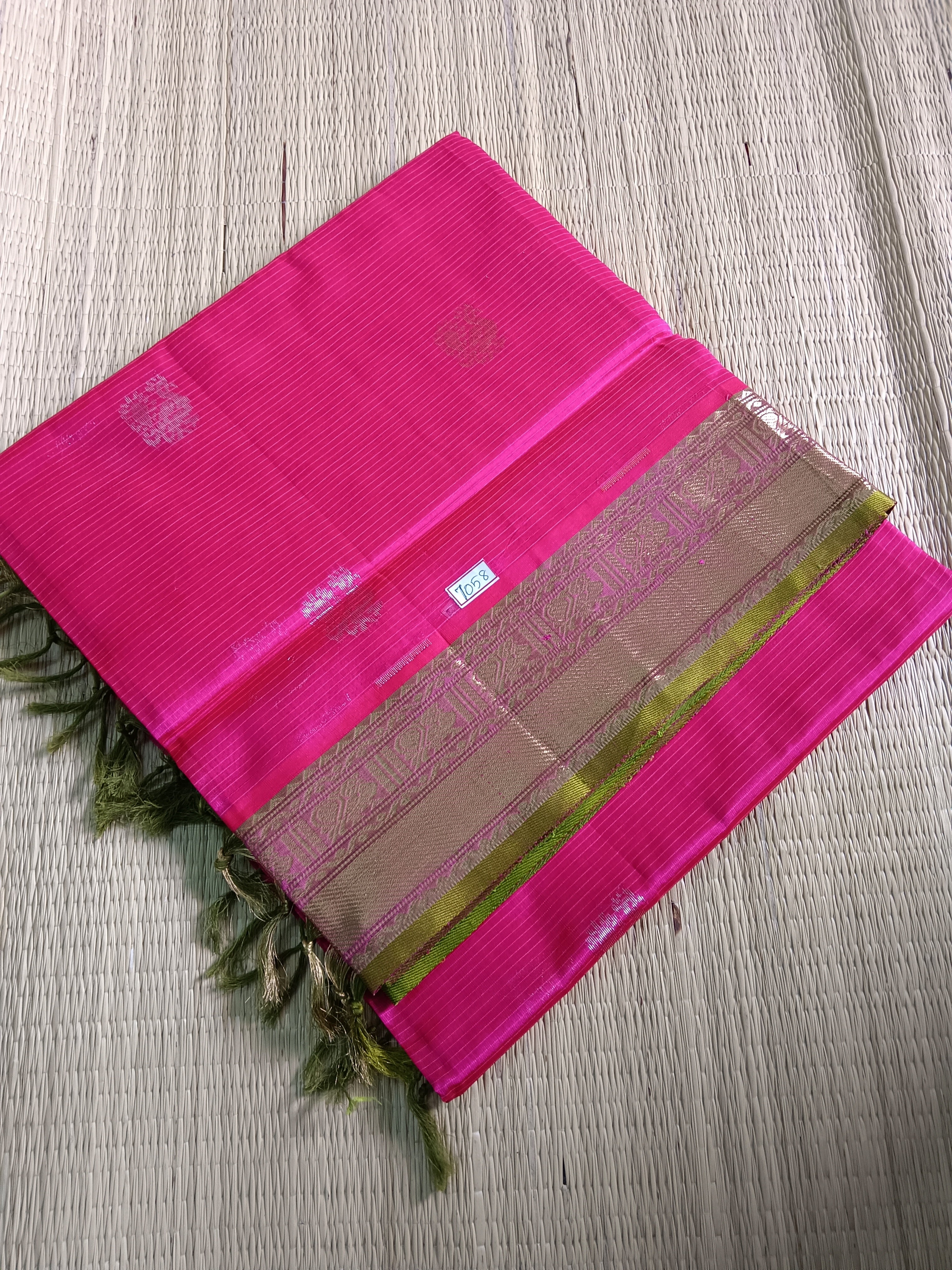 Handloom Kanchi Silk Cotton -Butta - Redish Pink - HSC15