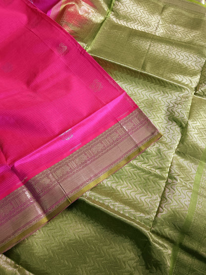 Handloom Kanchi Silk Cotton -Butta - Redish Pink - HSC15