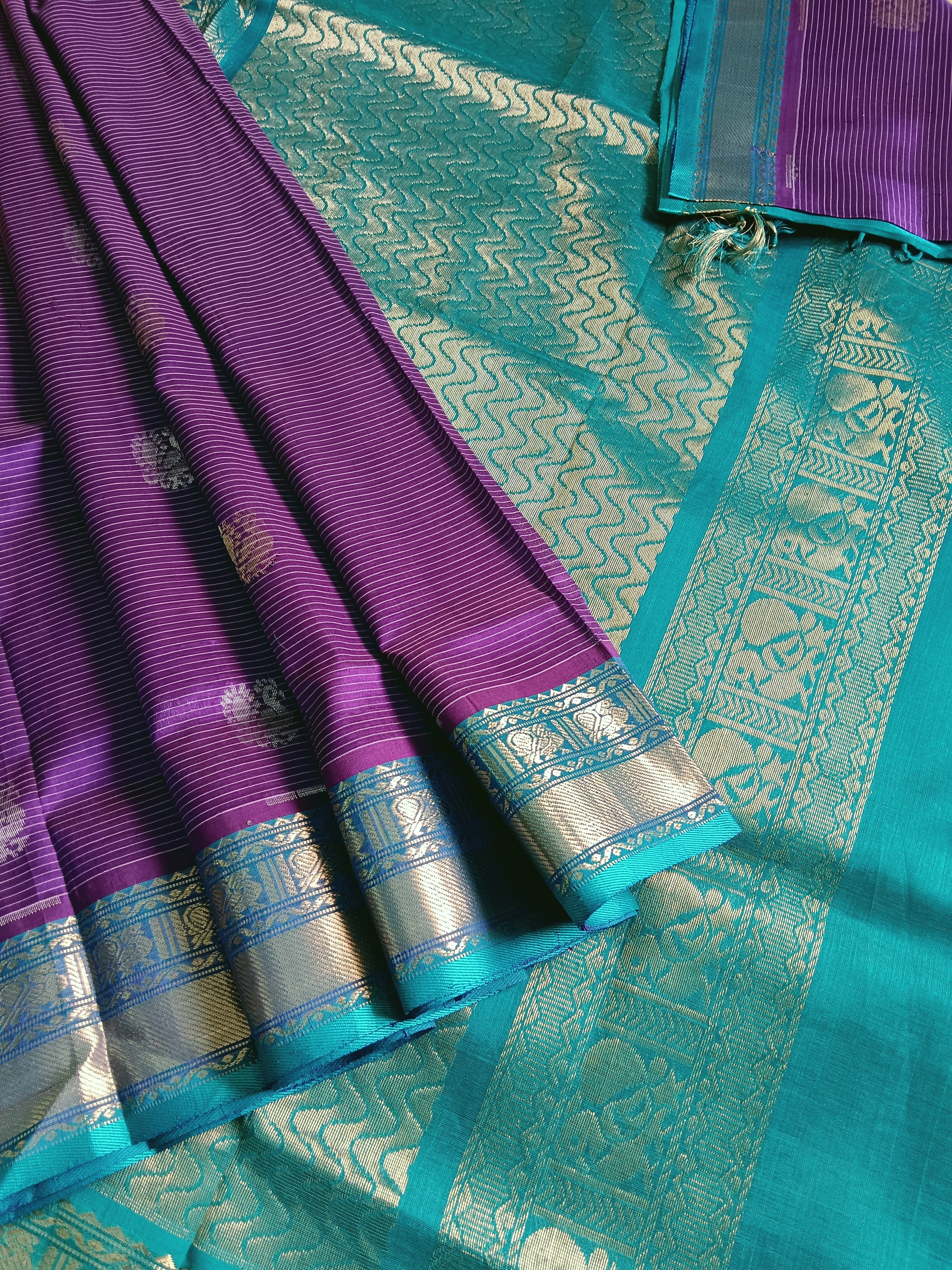 Handloom Kanchi Silk Cotton - Violet -HSC01