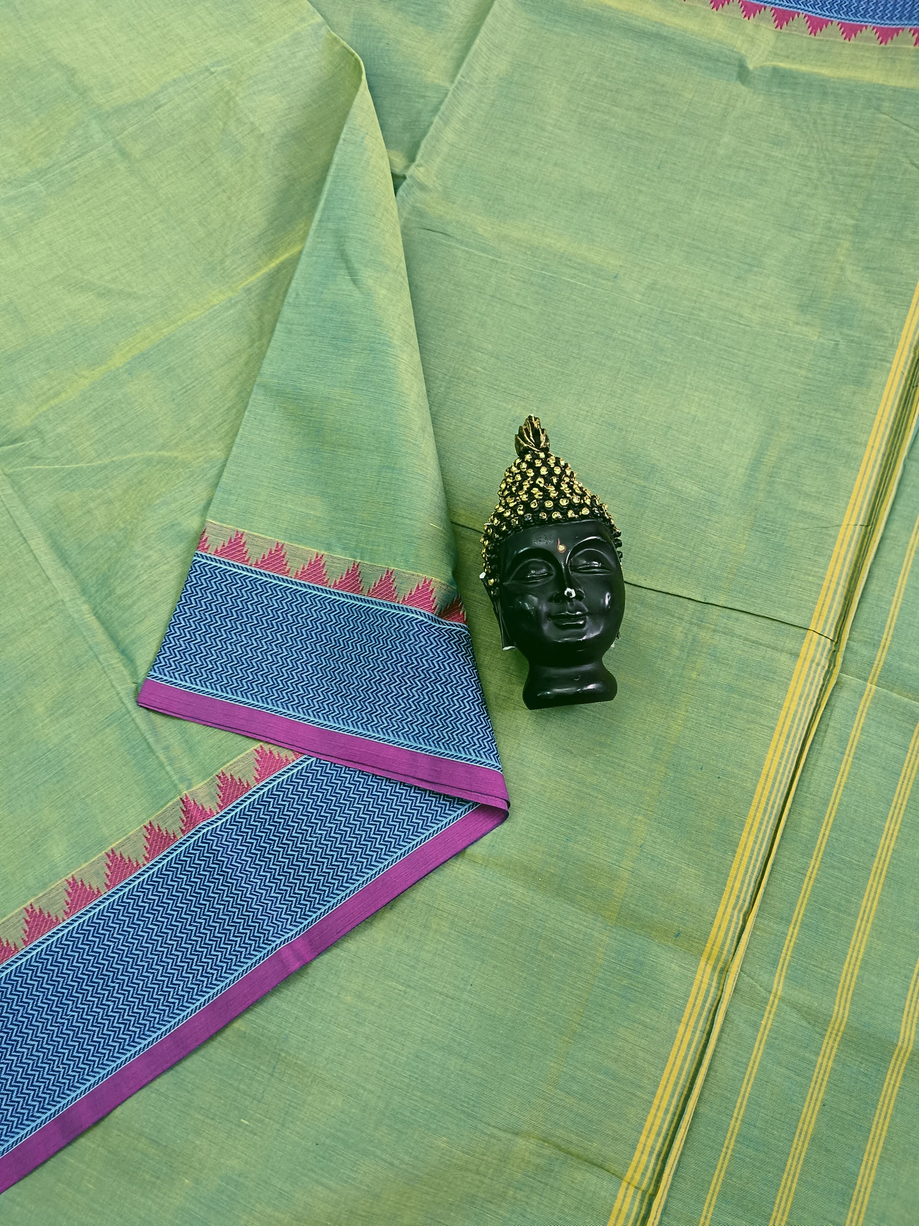 Chettinad Cotton -  Office Wear - Green Mixed Blue Dual Tone- CCOW44