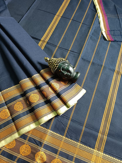 Chettinad Cotton -  Office Wear - Navy Blue- CCOW48