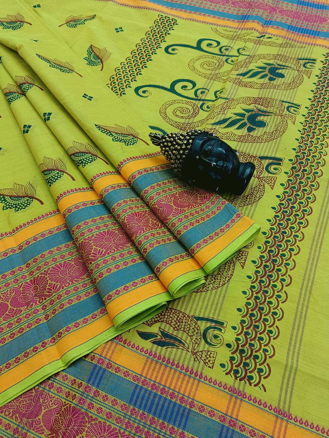 Chettinad Cotton - Printed-Greenish Yellow -CPC01