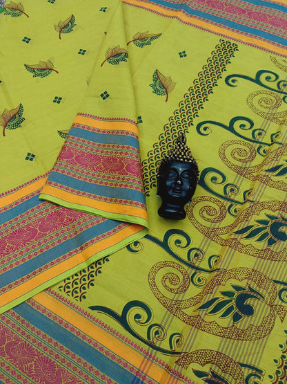 Chettinad Cotton - Printed-Greenish Yellow -CPC01