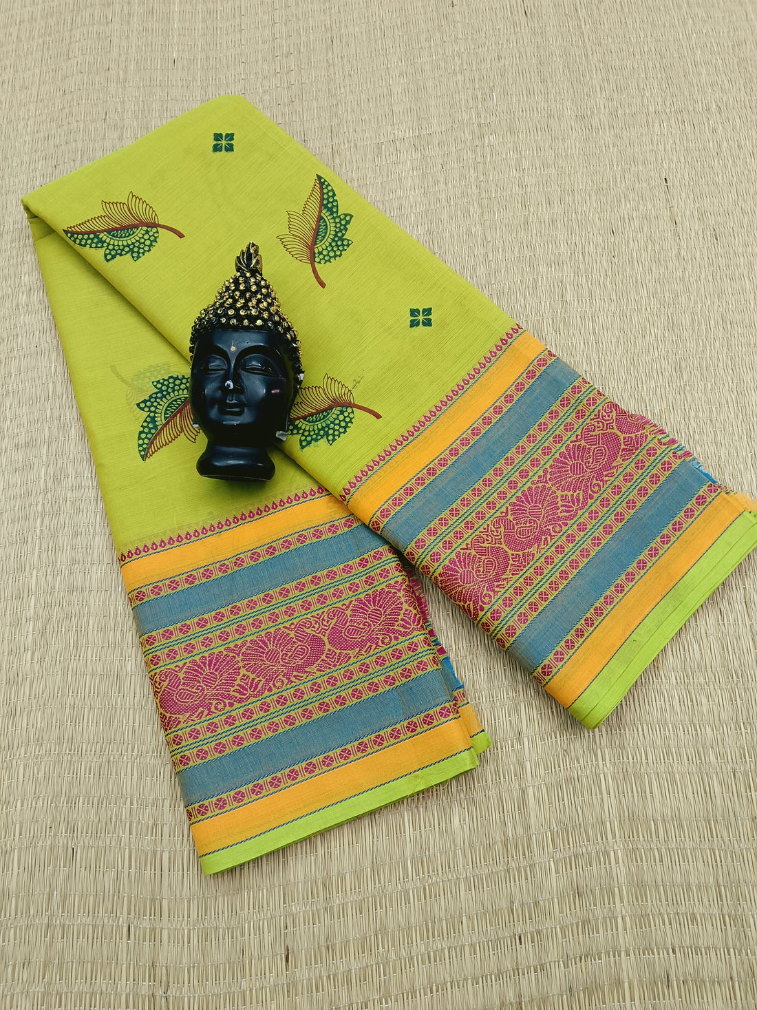 Chettinad Cotton - Printed-Greenish Yellow -CPC01