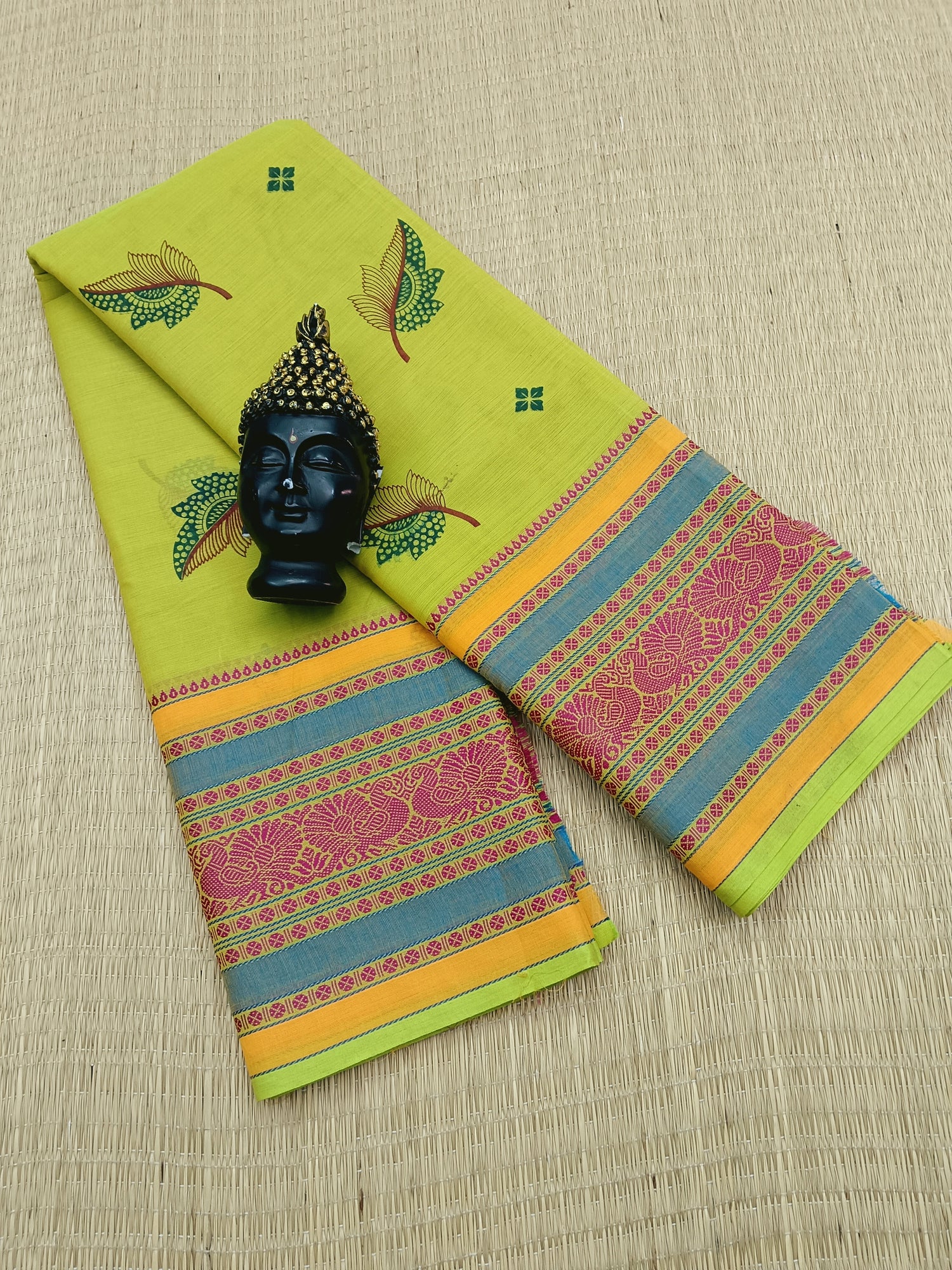 Chettinad Cotton - Printed-Greenish Yellow -CPC01