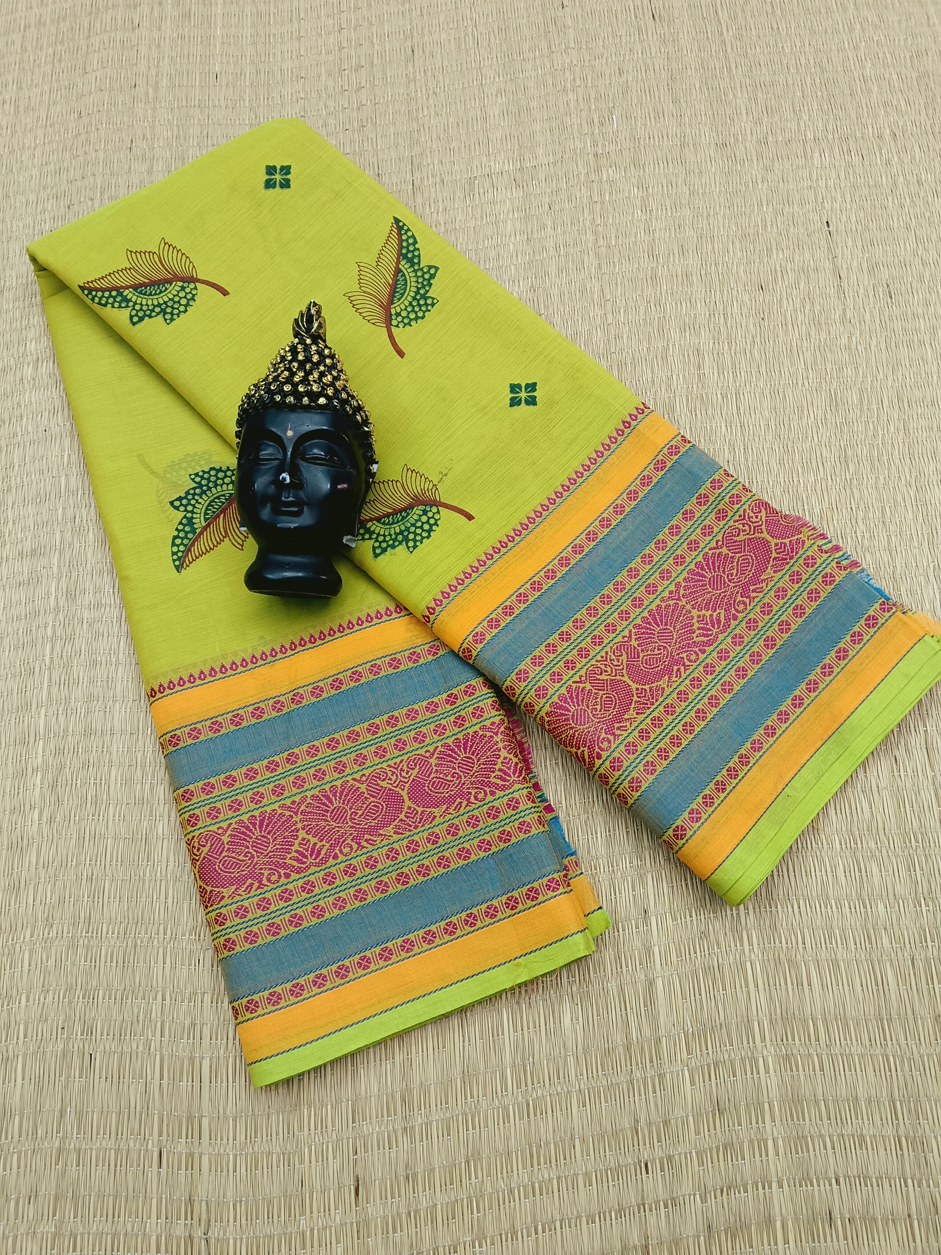 Chettinad Cotton - Printed-Greenish Yellow -CPC01