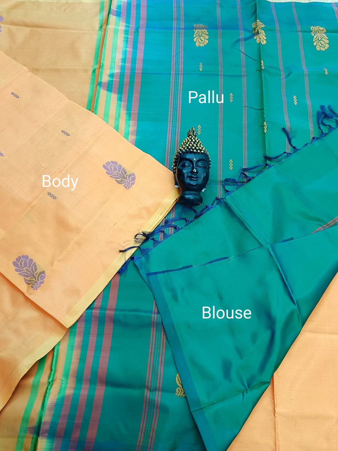 Banana Pith Silk(Vazhai Naar Pattu) - Butta -Light Orange - BV13