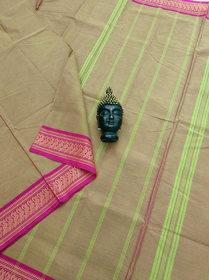 Chettinad Cotton -Daily Wear - Neon Green Mixed pink Dual Tone-  CDW42