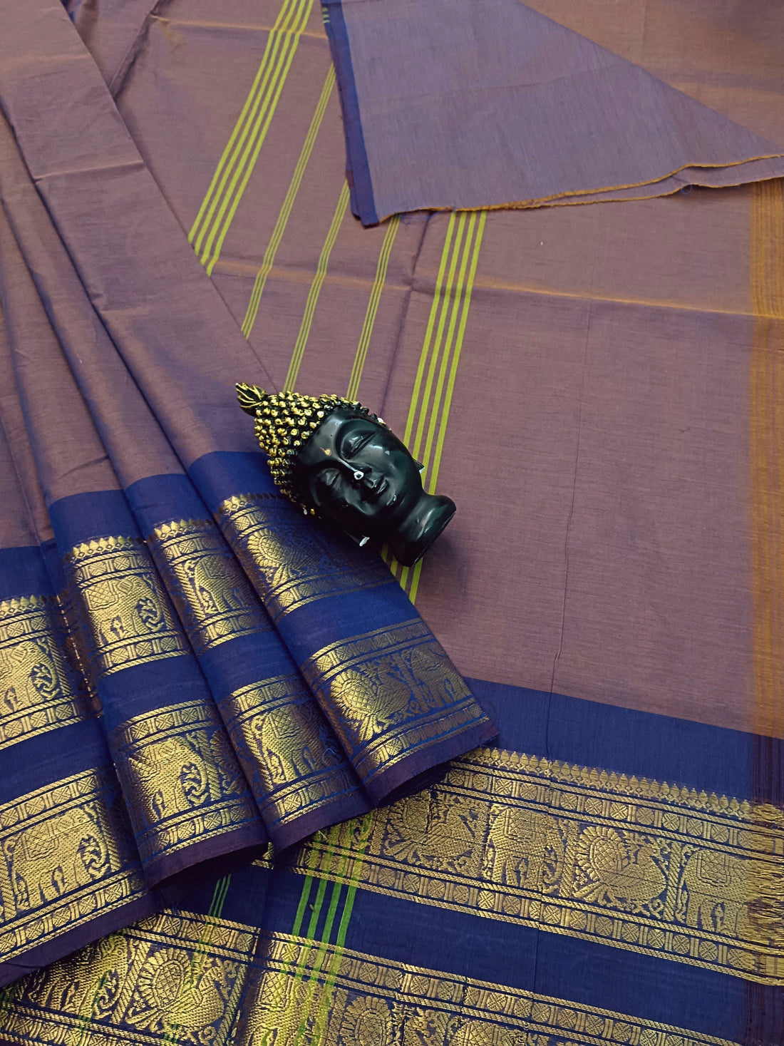 Kanchi Cotton - All Day Fusion -Sampangi Yellow mixed Blue Dual Tone- KCAF30