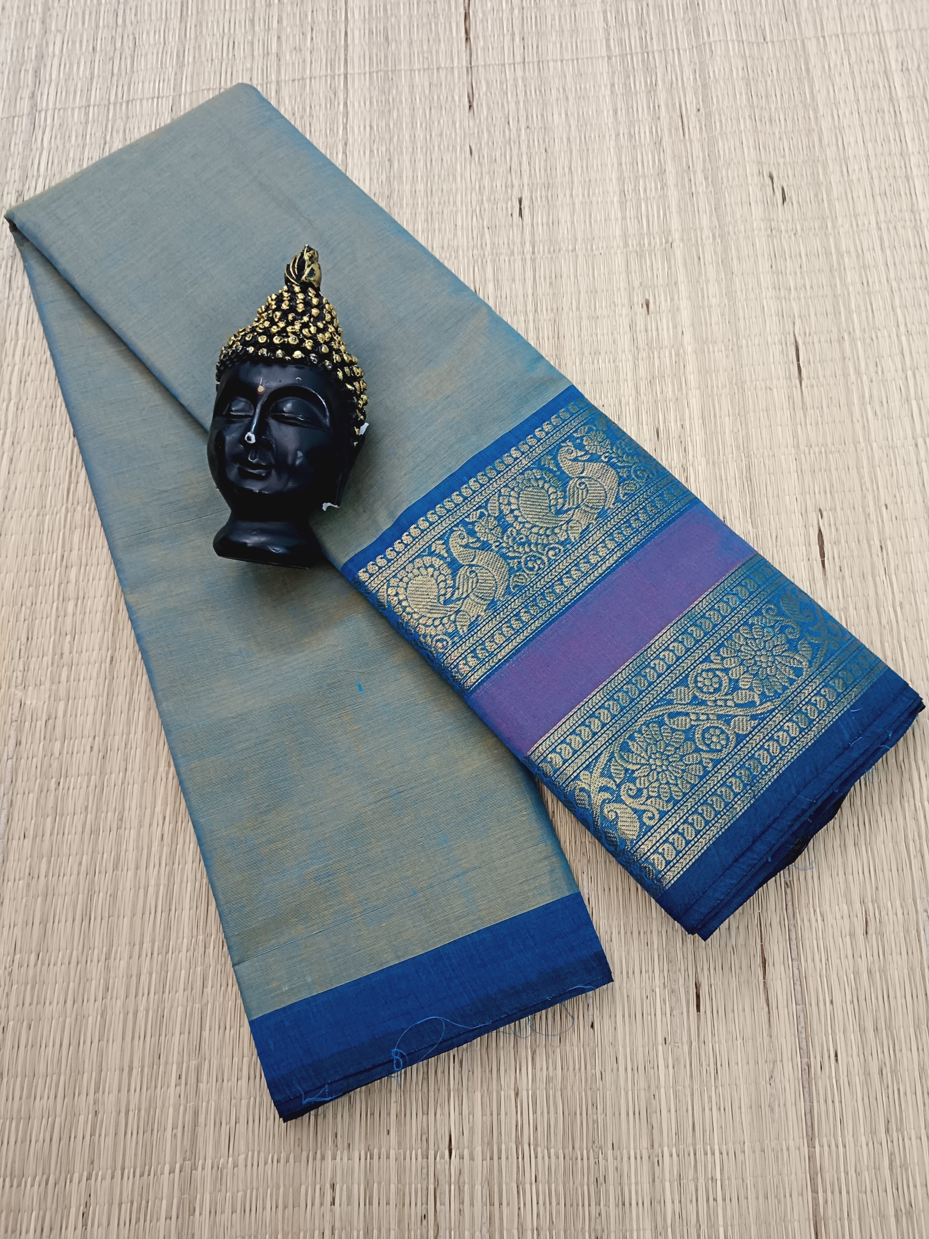 Kanchi Cotton - All Day Fusion -Mustard Mixed Blue Dual Tone- KCAF29