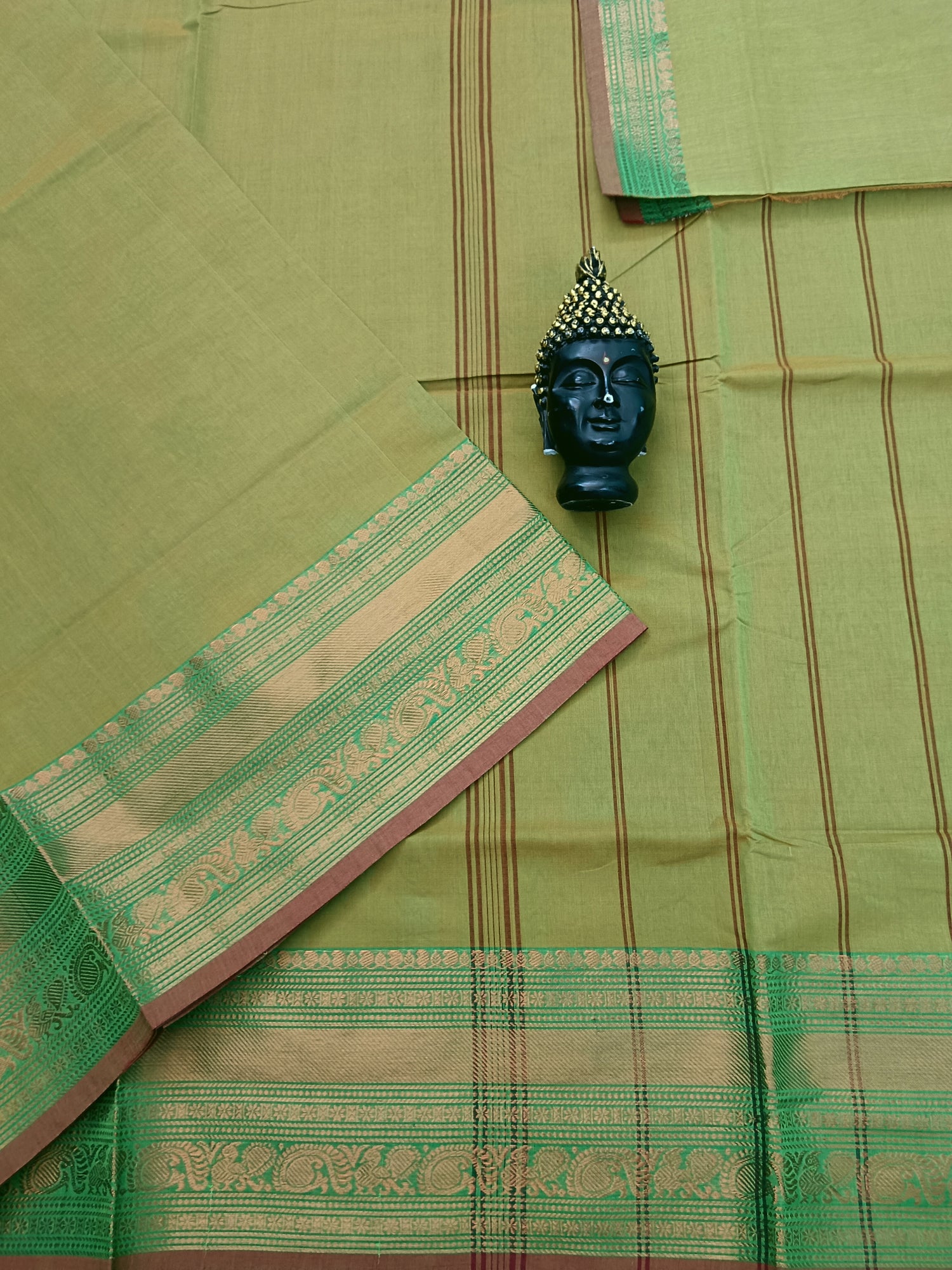 Kanchi Cotton - Festival Fusion -Mustard Yellow mixed Green Dual tone- KCFP50