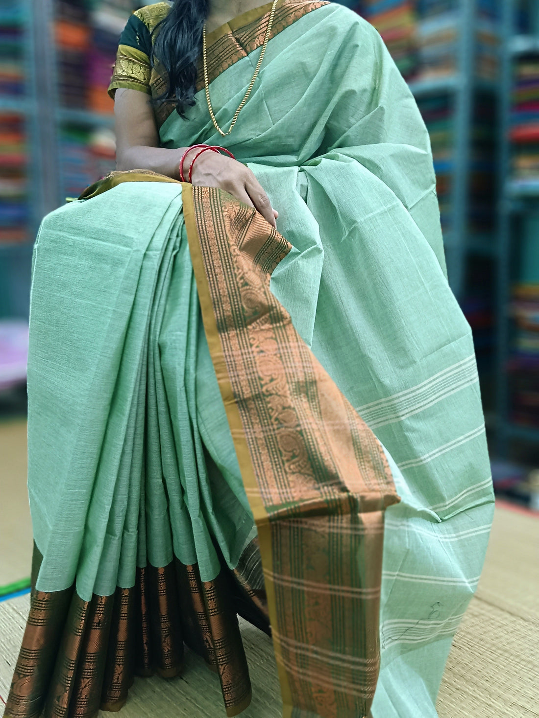 Kanchi Cotton - Festival Fusion -White Mixed Green- KCFP51