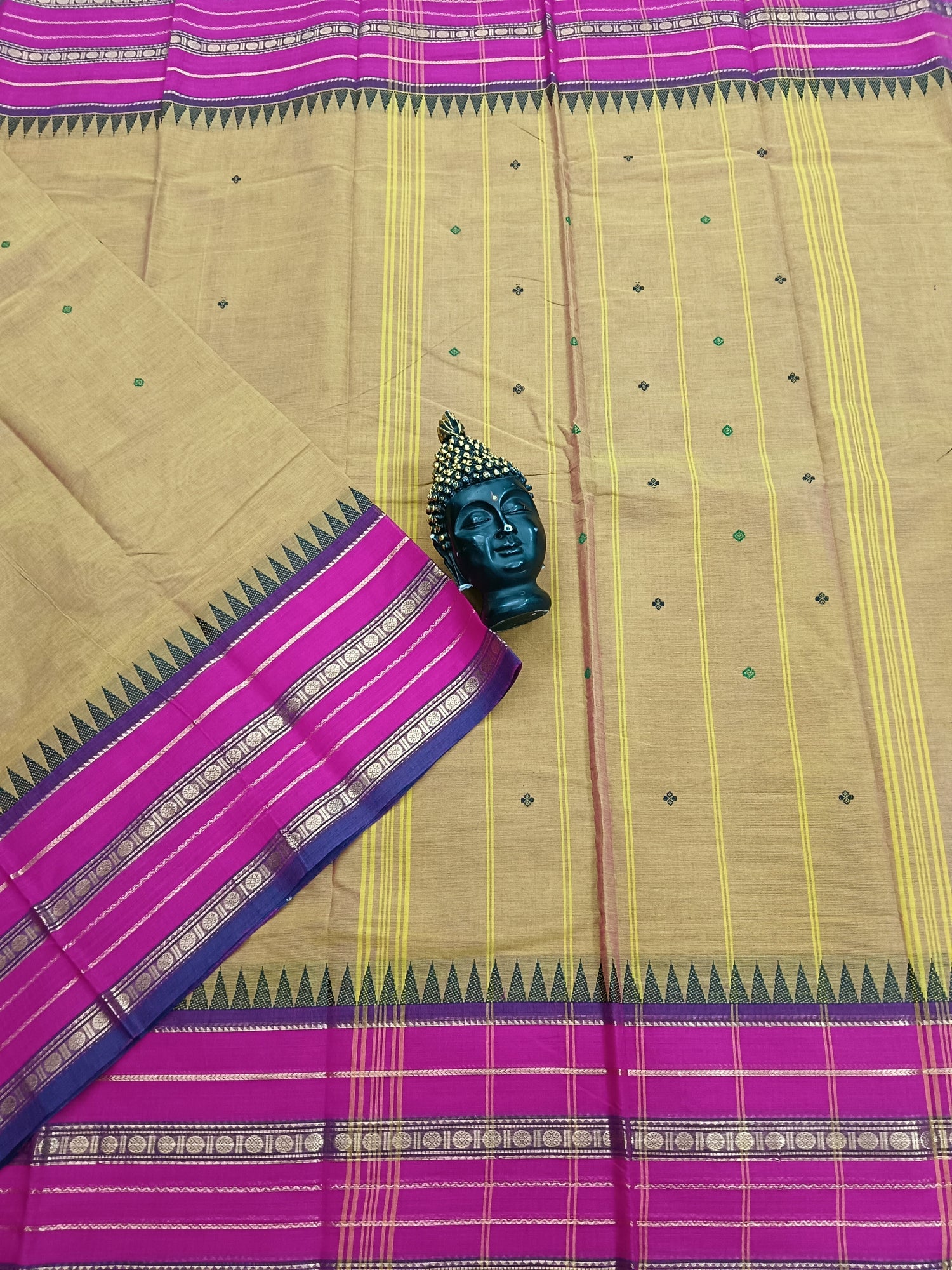 Kanchi Cotton - Festival Fusion - Lemon yellow mixed pink Dual tone- KCFB57