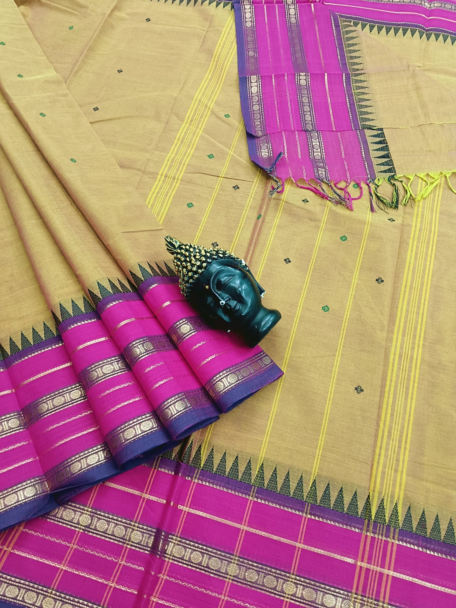 Kanchi Cotton - Festival Fusion - Lemon yellow mixed pink Dual tone- KCFB57