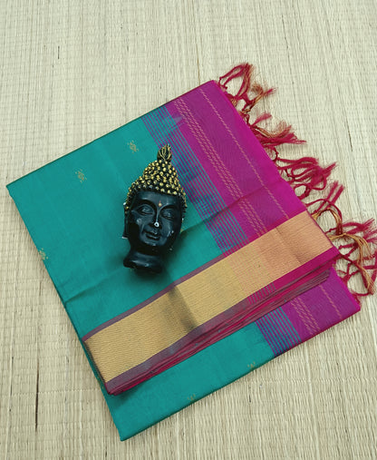 Handloom Kanchi  Silk Cotton - Butta - Rama Green - HSC35