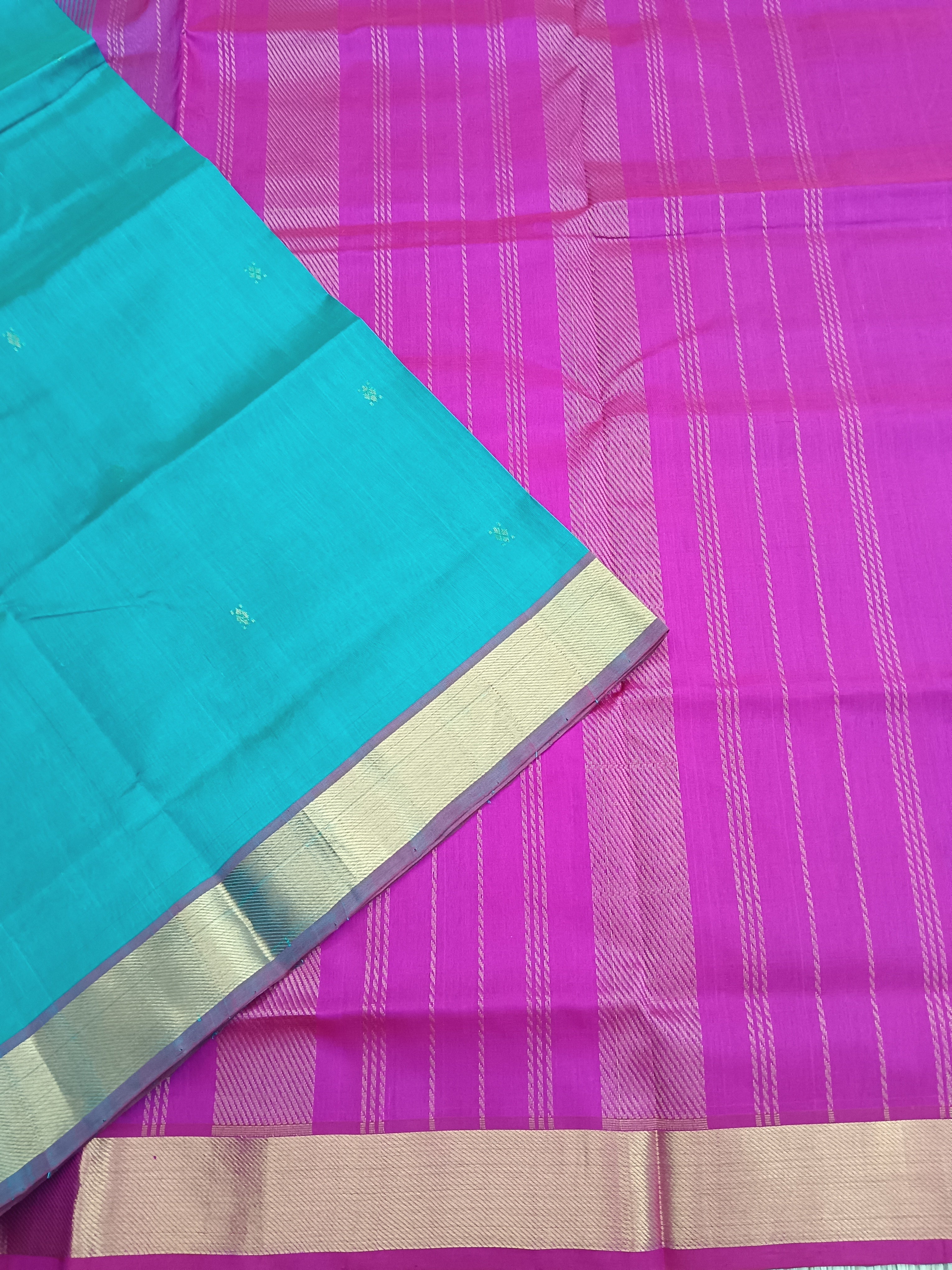 Handloom Kanchi  Silk Cotton - Butta - Rama Green - HSC35