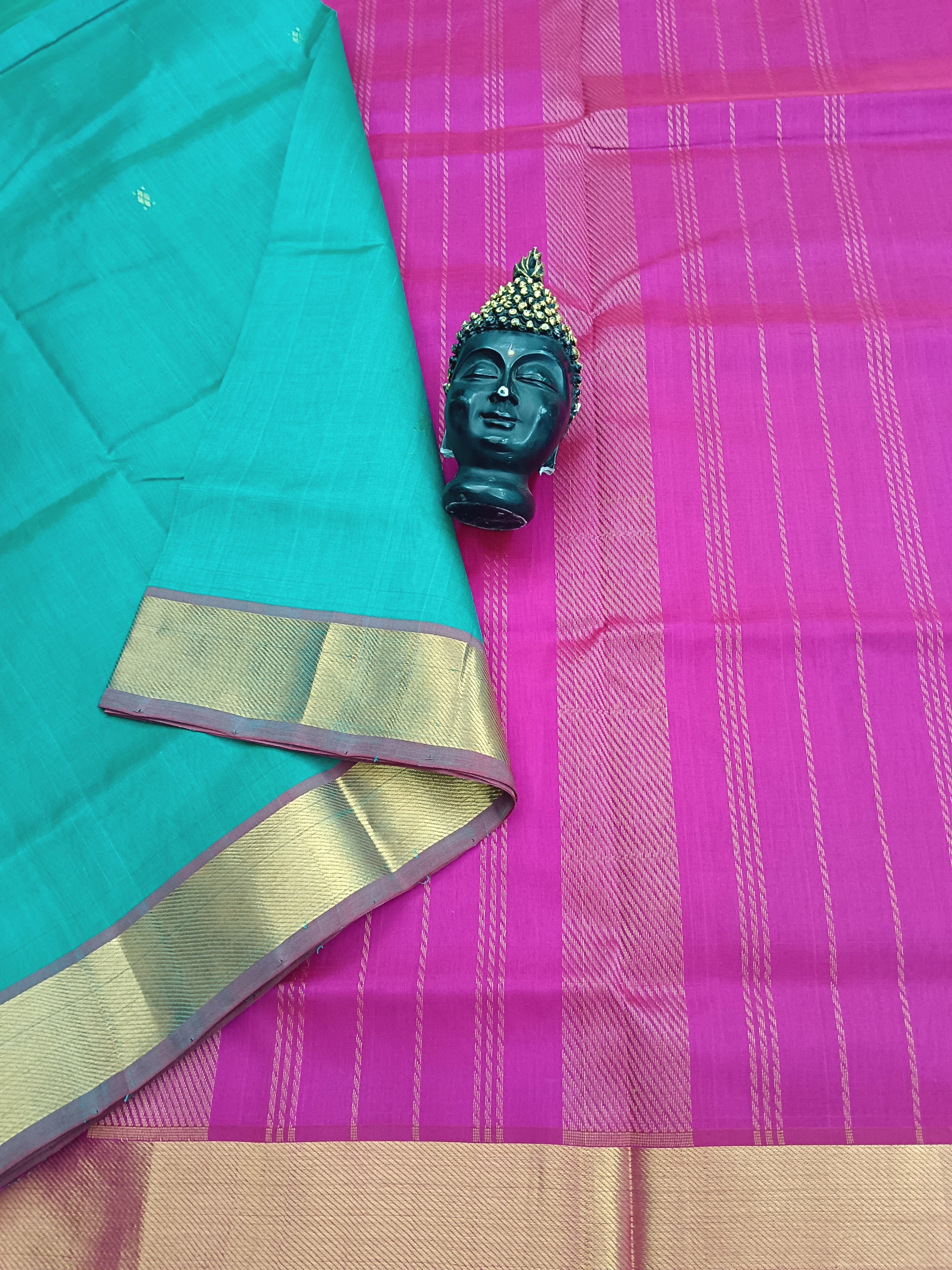 Handloom Kanchi  Silk Cotton - Butta - Rama Green - HSC35