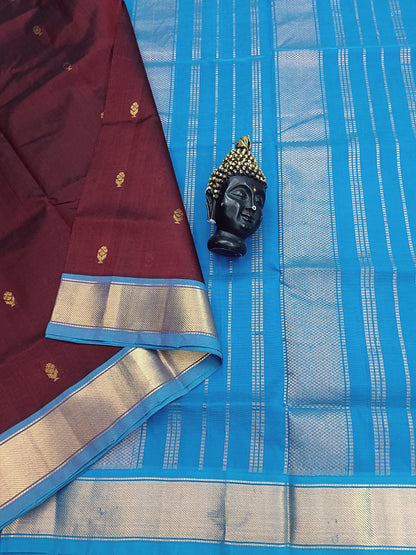 Handloom Kanchi  Silk Cotton - Butta - Brownish maroon- HSC36