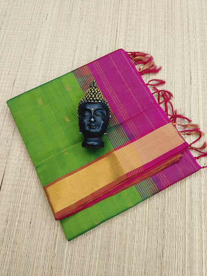 Handloom Kanchi  Silk Cotton - Butta - Sneha Green- HSC37