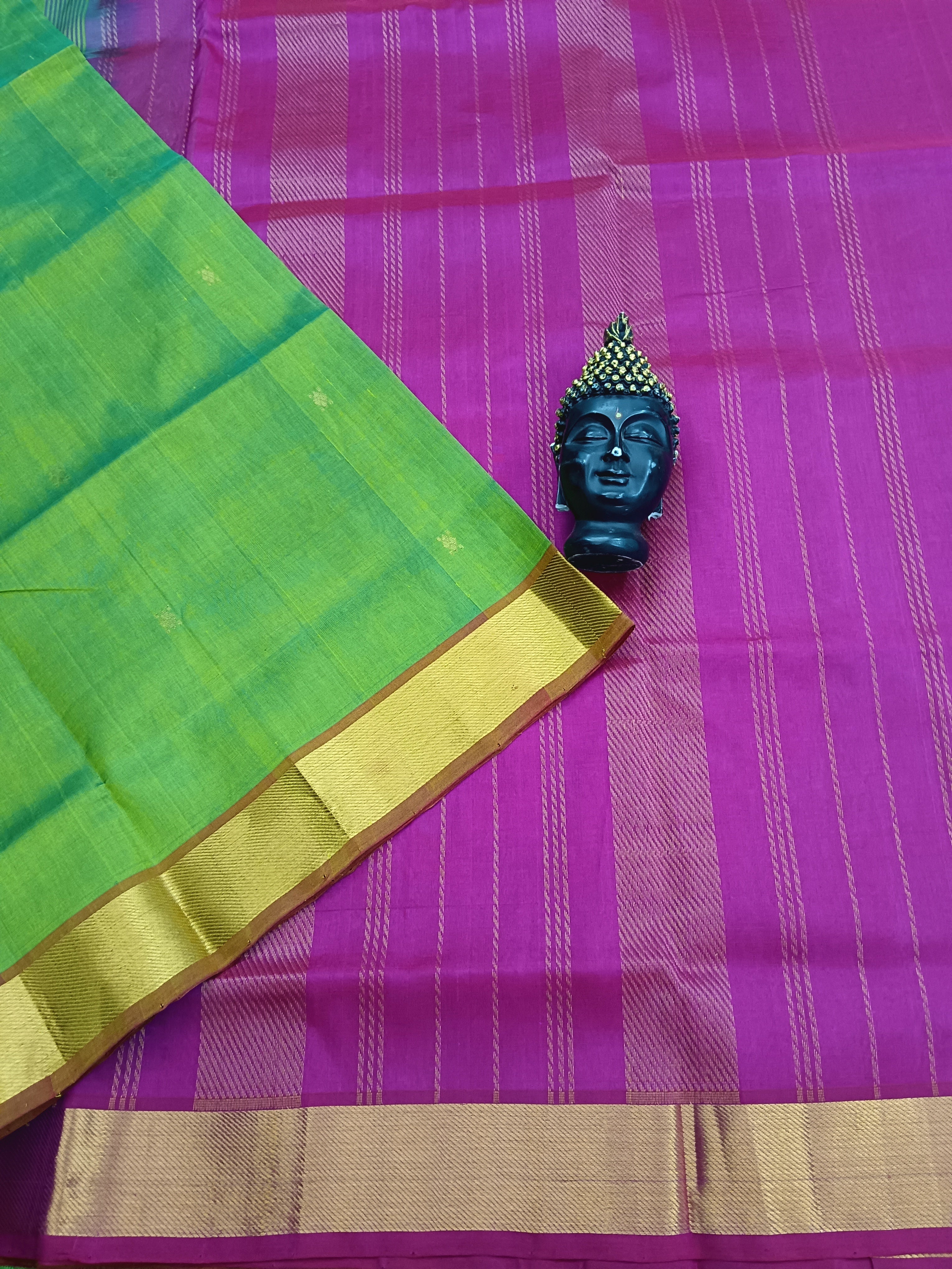 Handloom Kanchi  Silk Cotton - Butta - Sneha Green- HSC37