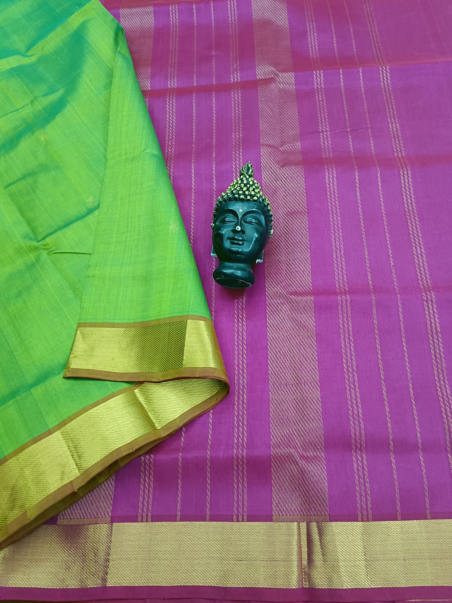 Handloom Kanchi  Silk Cotton - Butta - Sneha Green- HSC37