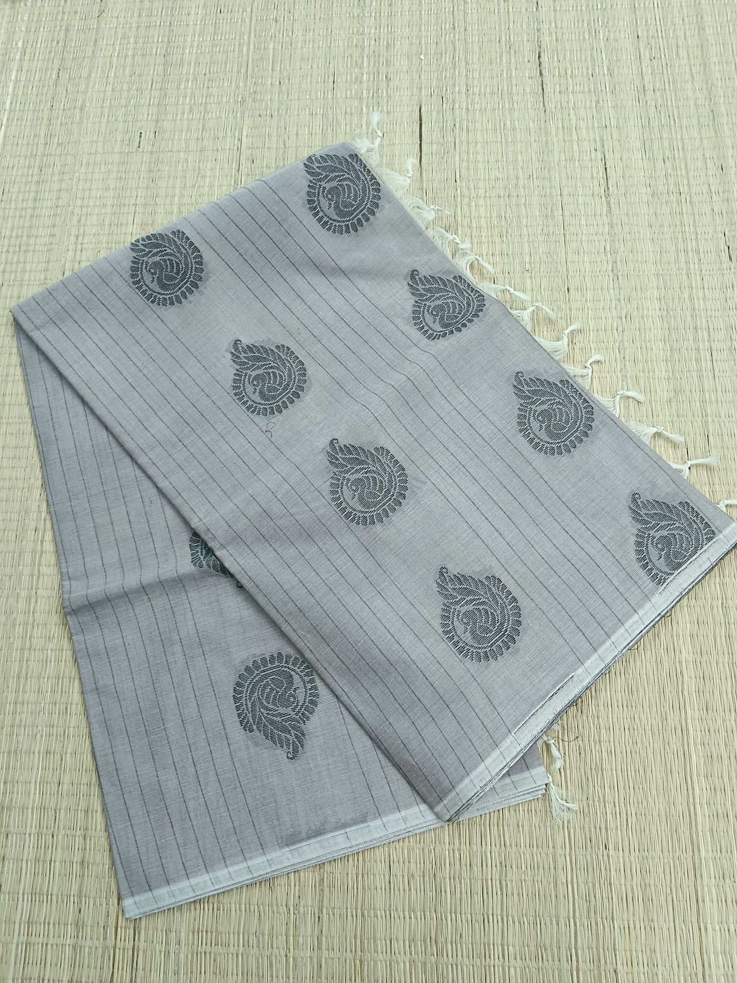 Negamam Cotton Saree -maroonish grey- NC 12