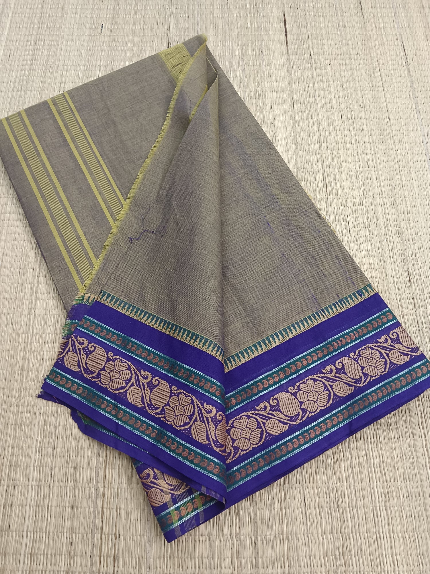 Chettinad Cotton -Daily Wear -Yellow mixed  Blue Dual tone- CDW56